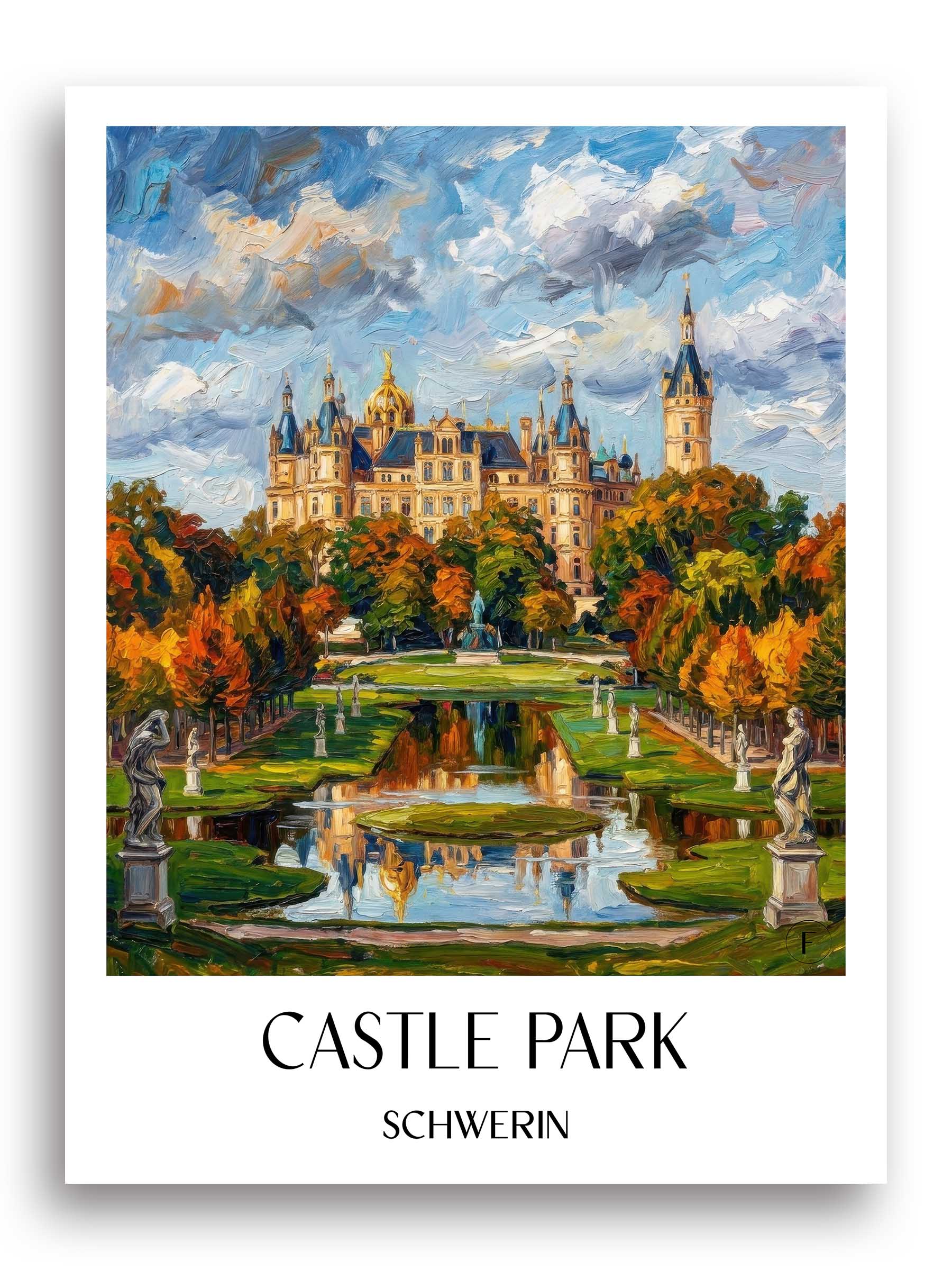 Schlosspark Poster - Schwerin - Deutschland Kunstdruck - Ölgemälde von A4 bis A1