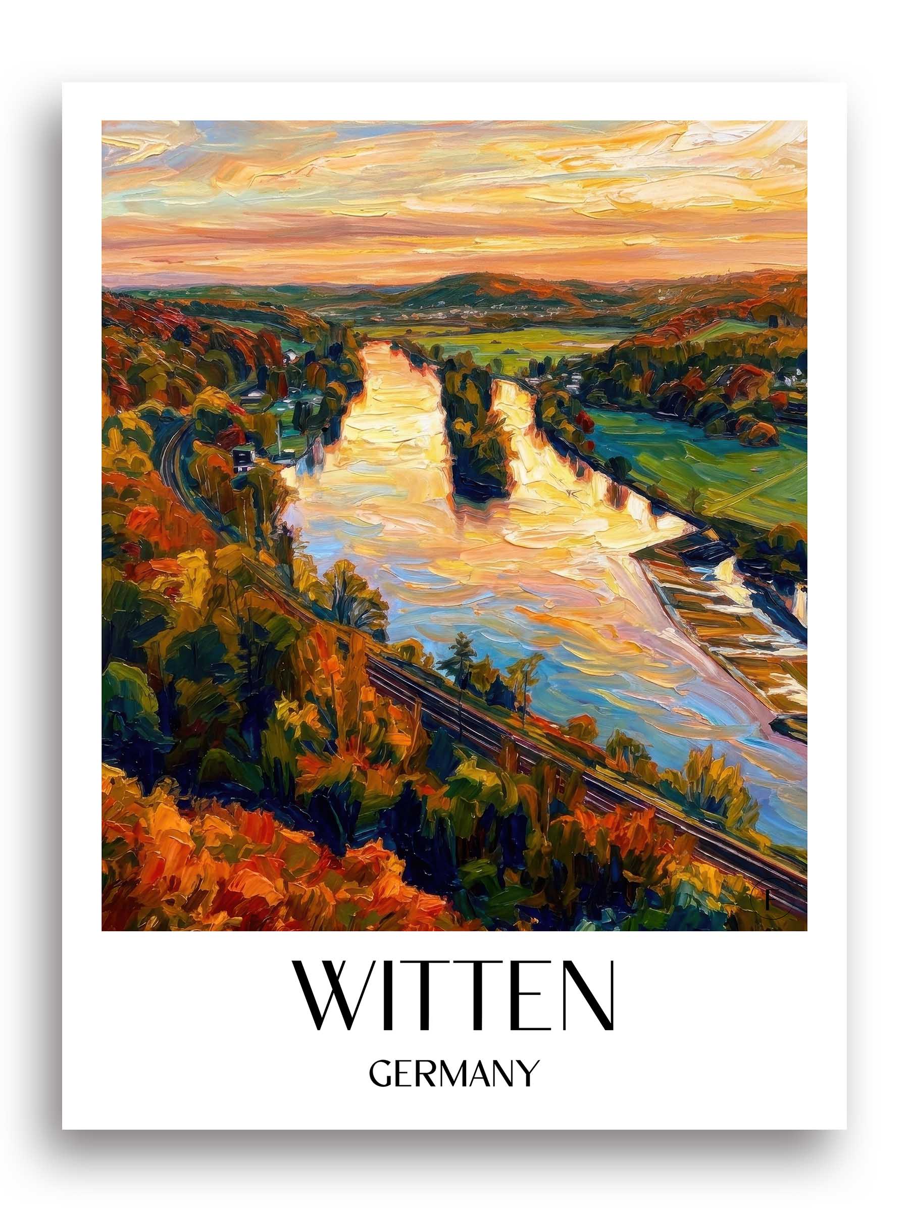 Witten Poster - Ruhrgebiet - Deutschland Kunstdruck - Ölgemälde von A4 bis A1