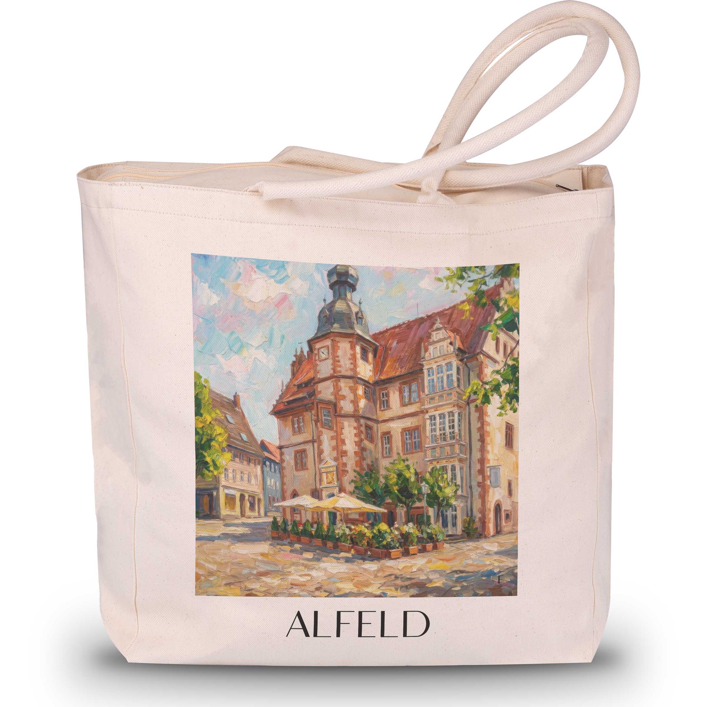 alfeld-niedersachsen-deutschland-einkaufstasche-oil-painting-oelgemaelde