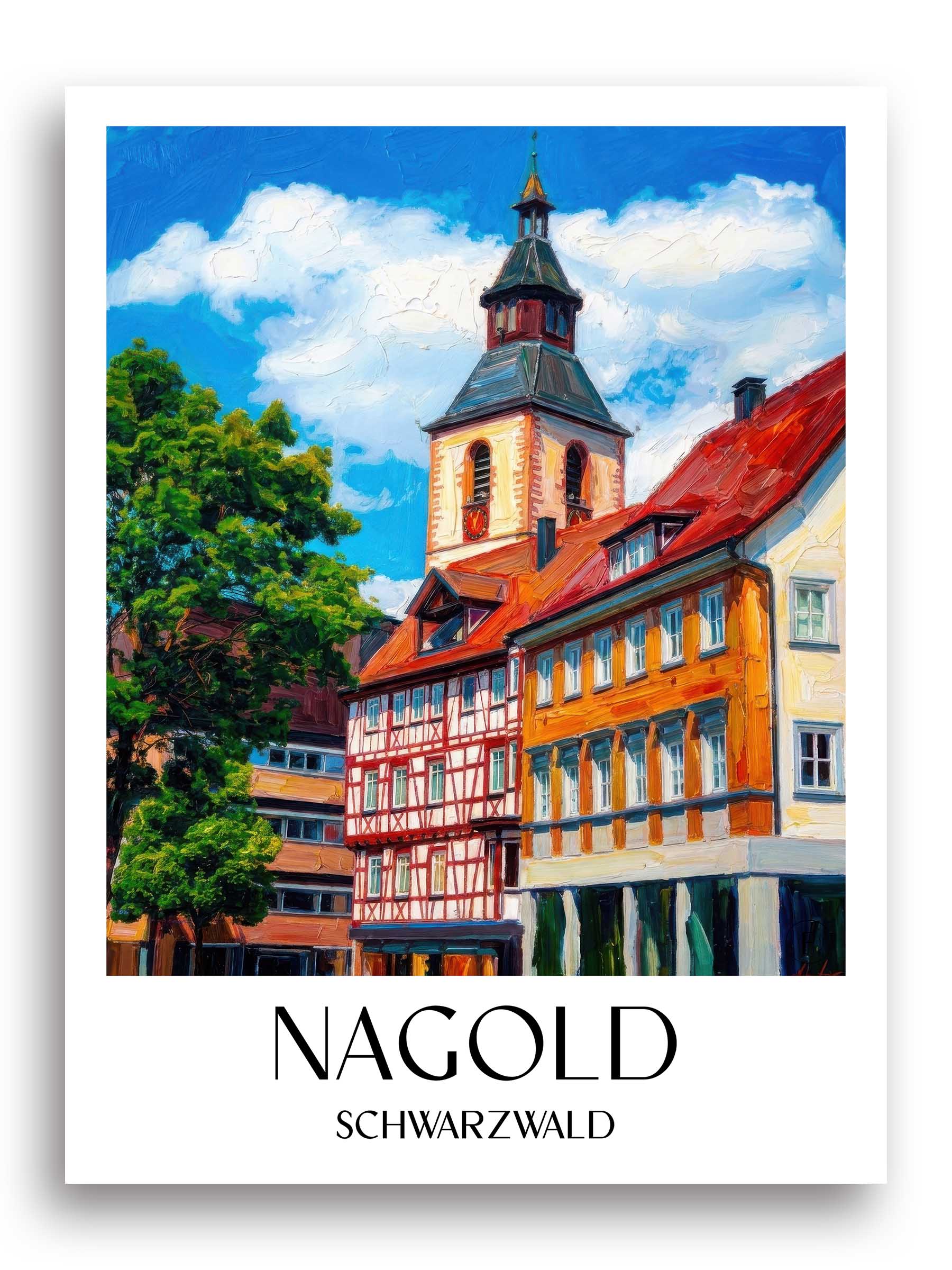 nagold-schwarzwald-deutschland-poster-oil-painting-oelgemaelde