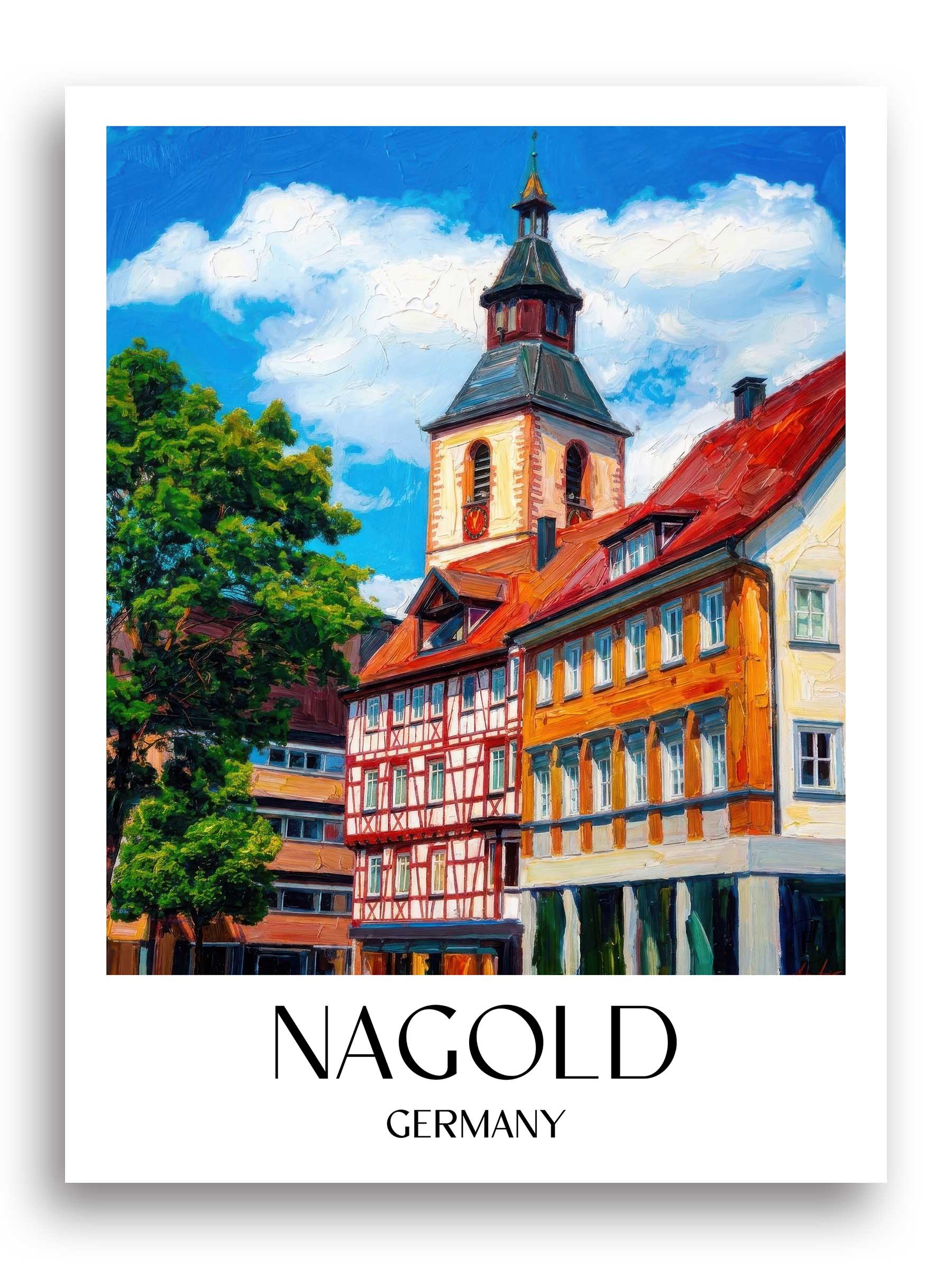 Nagold Poster - Schwarzwald - Deutschland Kunstdruck - Ölgemälde von A4 bis A1