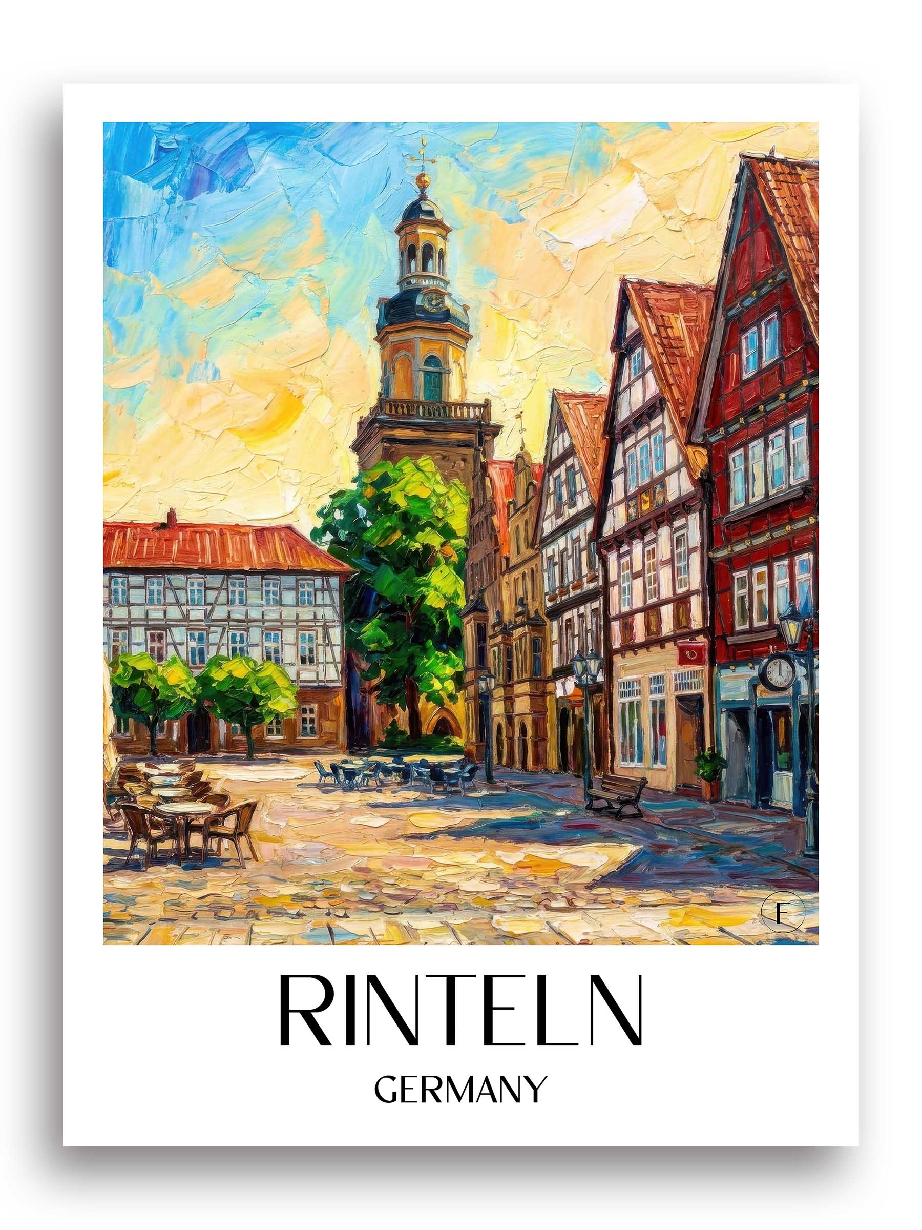 Rinteln Poster - Niedersachsen - Deutschland Kunstdruck - Ölgemälde von A4 bis A1