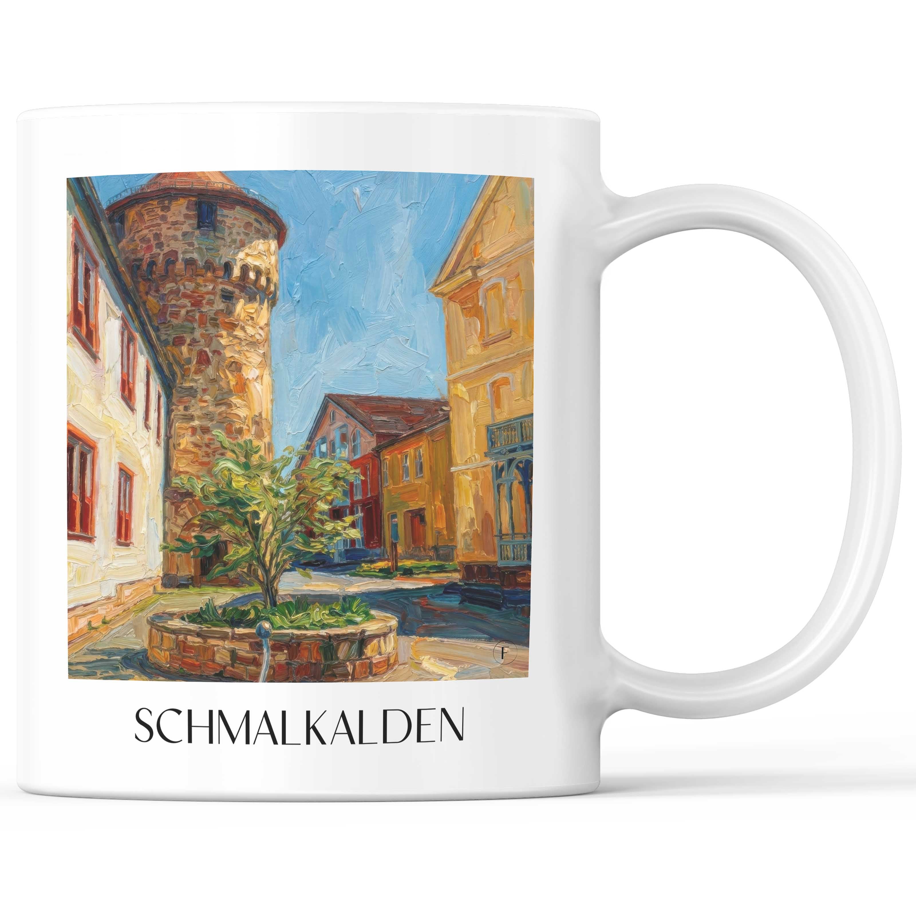 Schmalkalden Kaffeebecher - Thüringen - Deutschland Becher - Kaffeetasse im Ölgemälde Stil