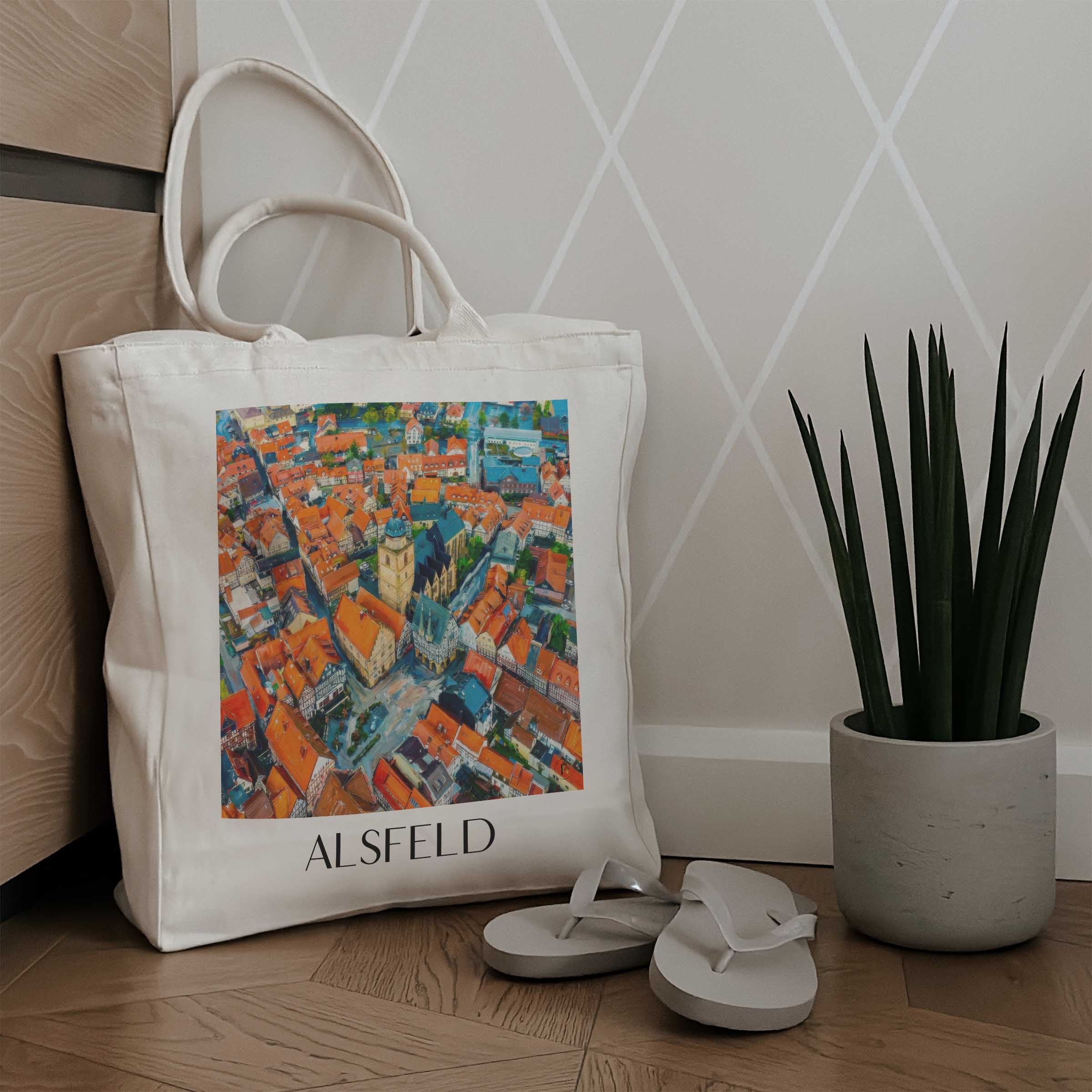 alsfeld-hessen-deutschland-einkaufstasche-oil-painting-oelgemaelde