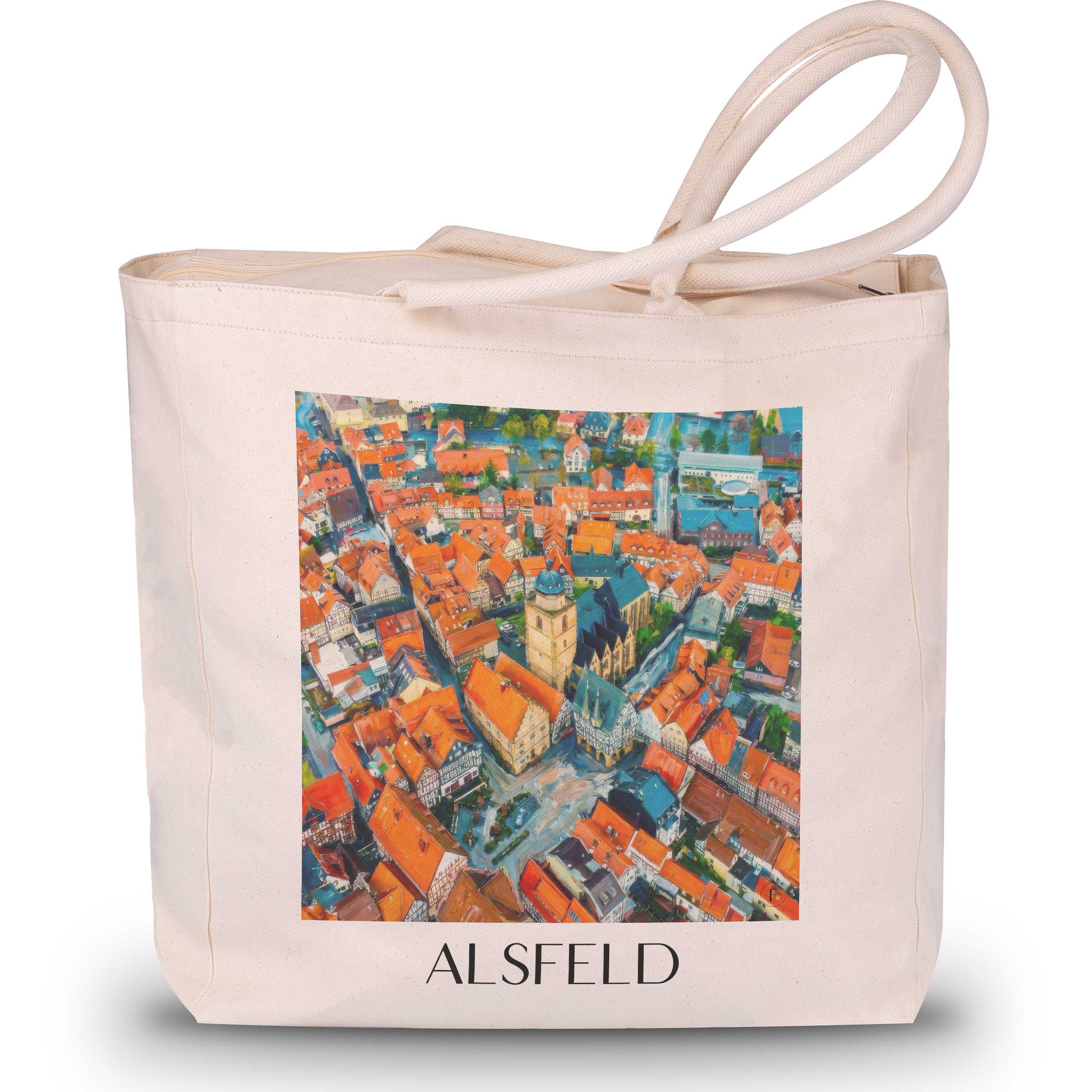 Alsfeld Shopping Tasche - Hessen - Deutschland Tote Bag - Einkaufstasche im Ölgemälde Stil