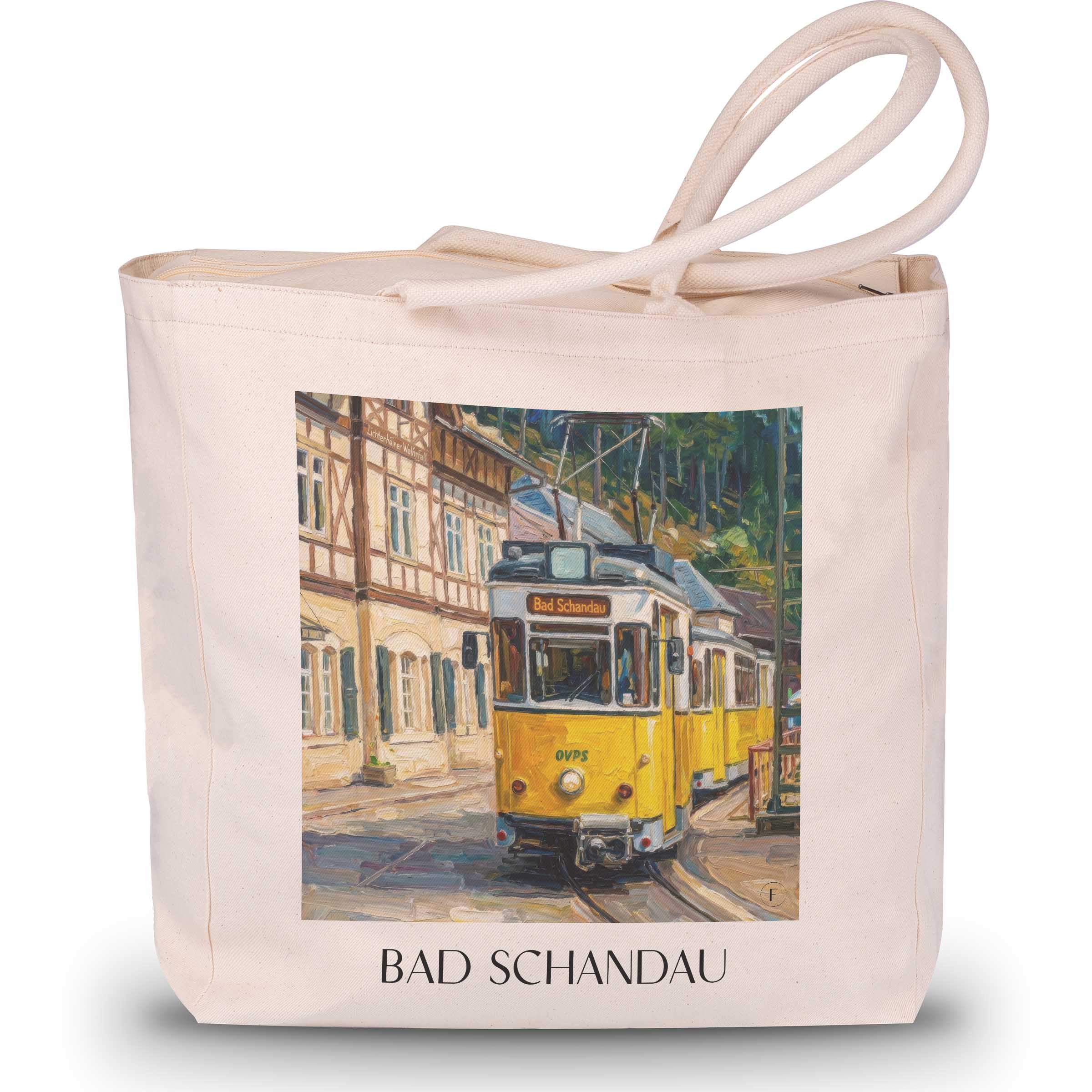 Bad Schandau Shopping Tasche - Sächsische Schweiz - Deutschland Tote Bag - Einkaufstasche im Ölgemälde Stil