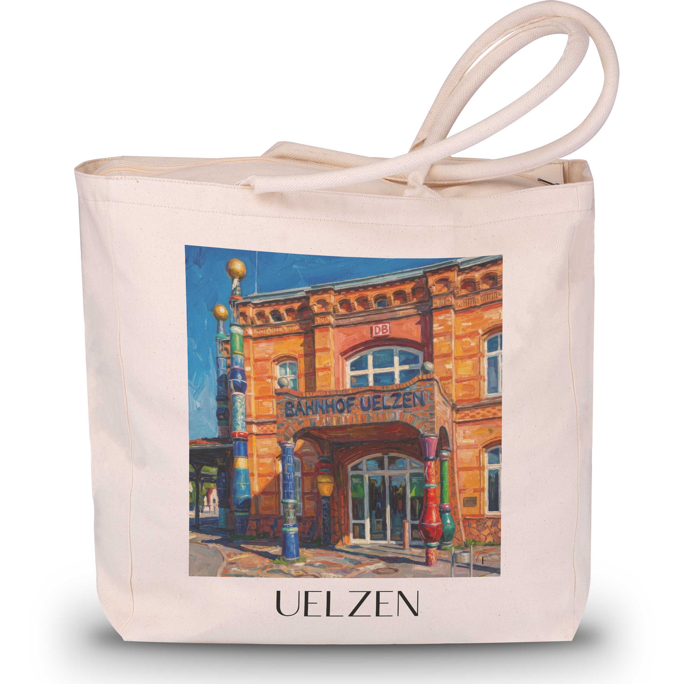 Uelzen Shopping Tasche - Niedersachsen - Deutschland Tote Bag - Einkaufstasche im Ölgemälde Stil