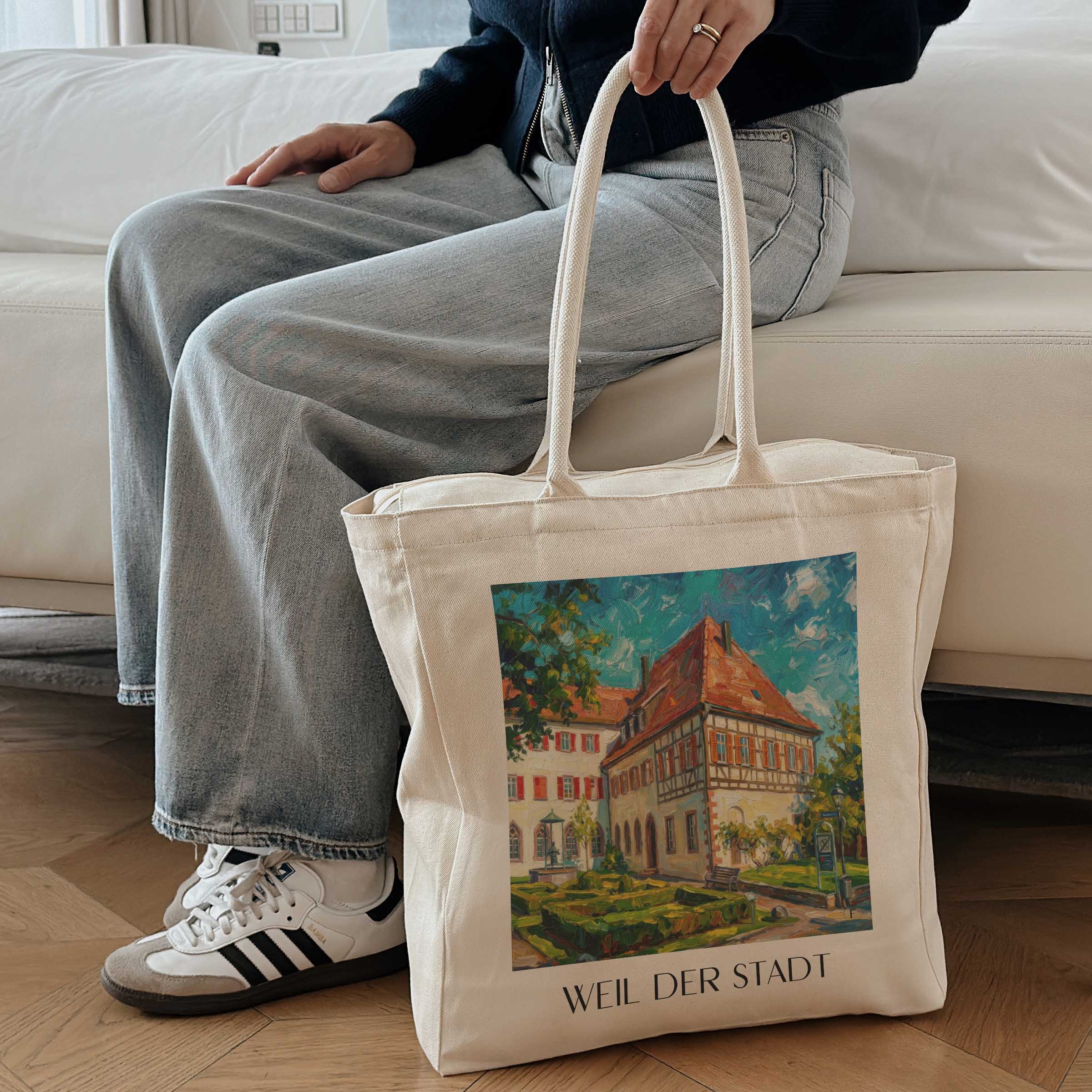 weil-der-stadt-württemberg-deutschland-einkaufstasche-oil-painting-oelgemaelde