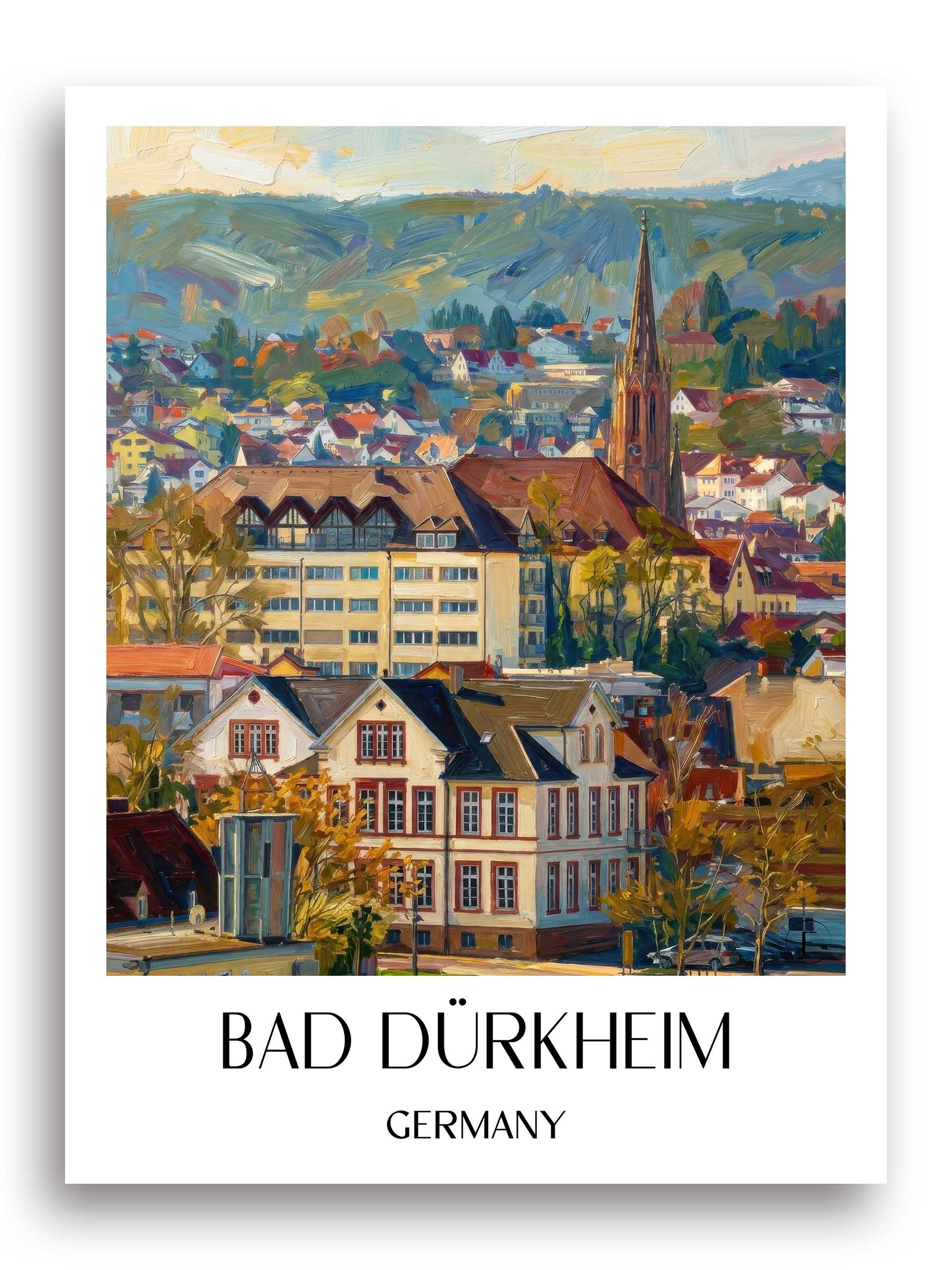 Bad Dürkheim Poster - Rheinland-Pfalz - Deutschland Kunstdruck - Ölgemälde von A4 bis A1