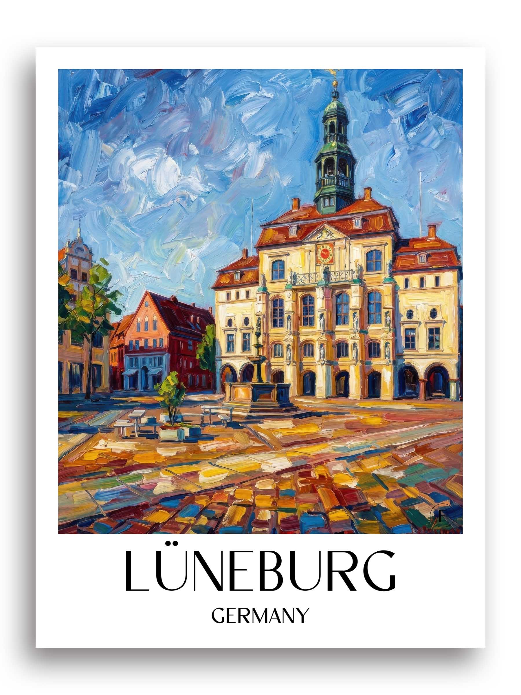 Lüneburg Poster - Niedersachsen - Deutschland Kunstdruck - Ölgemälde von A4 bis A1