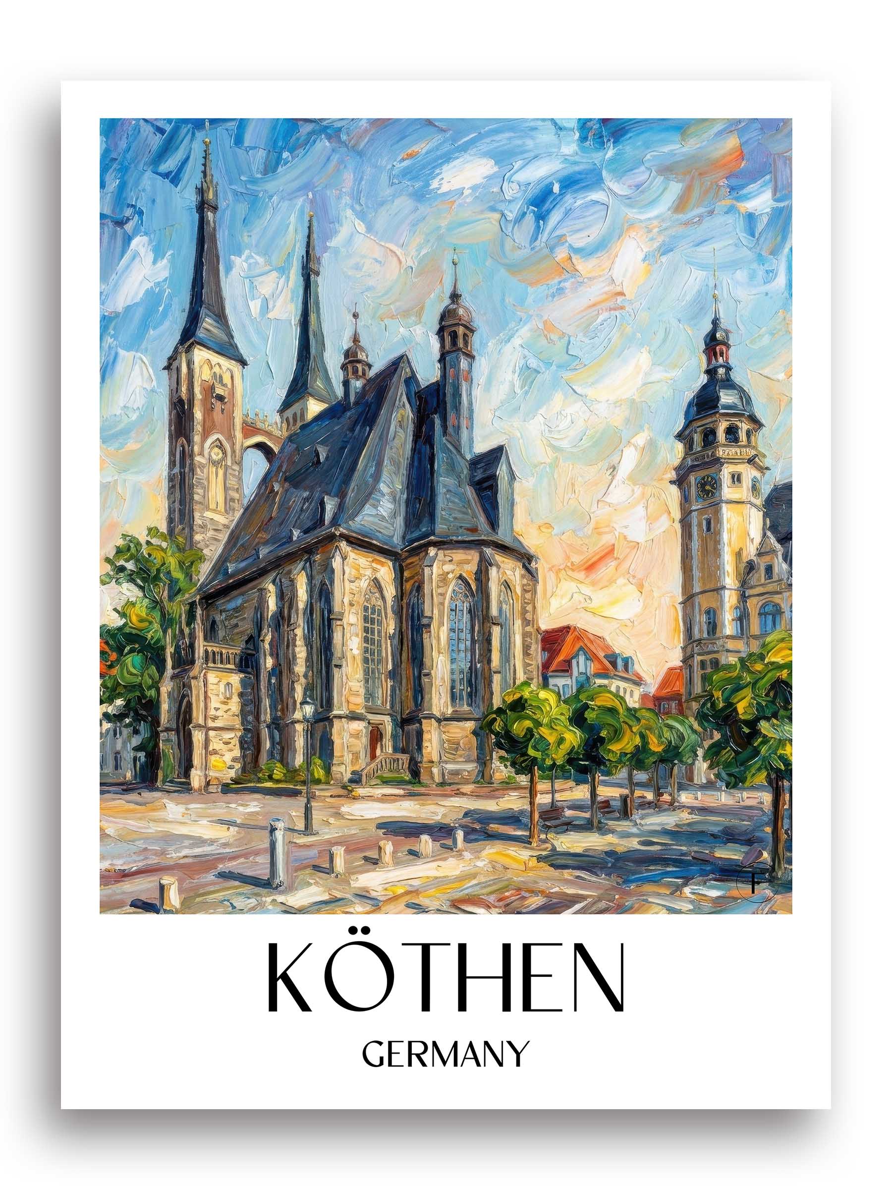 Köthen Poster - Sachsen-Anhalt - Deutschland Kunstdruck - Ölgemälde von A4 bis A1