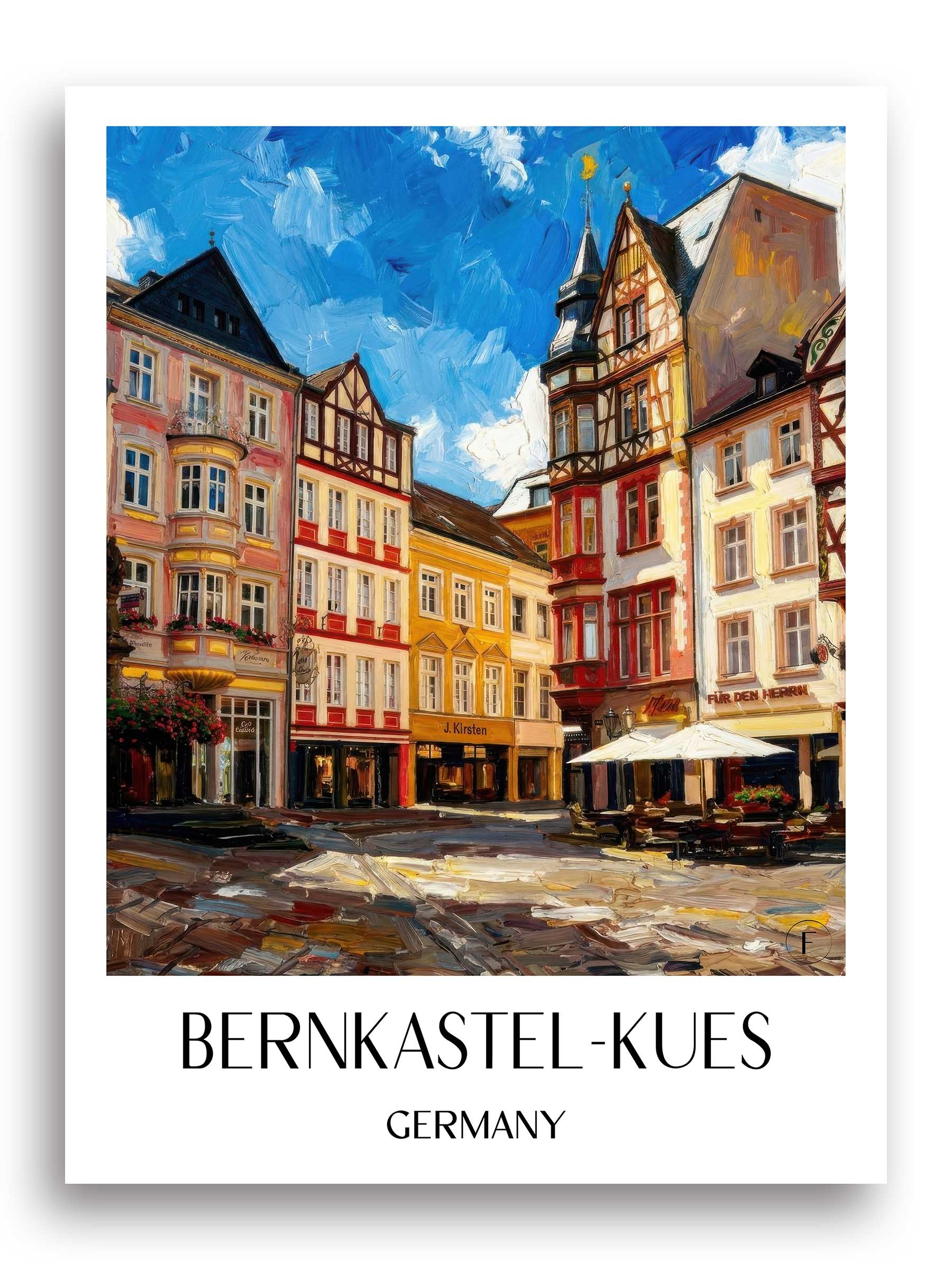 Bernkastel-Kues Poster - Rheinland-Pfalz - Deutschland Kunstdruck - Ölgemälde von A4 bis A1