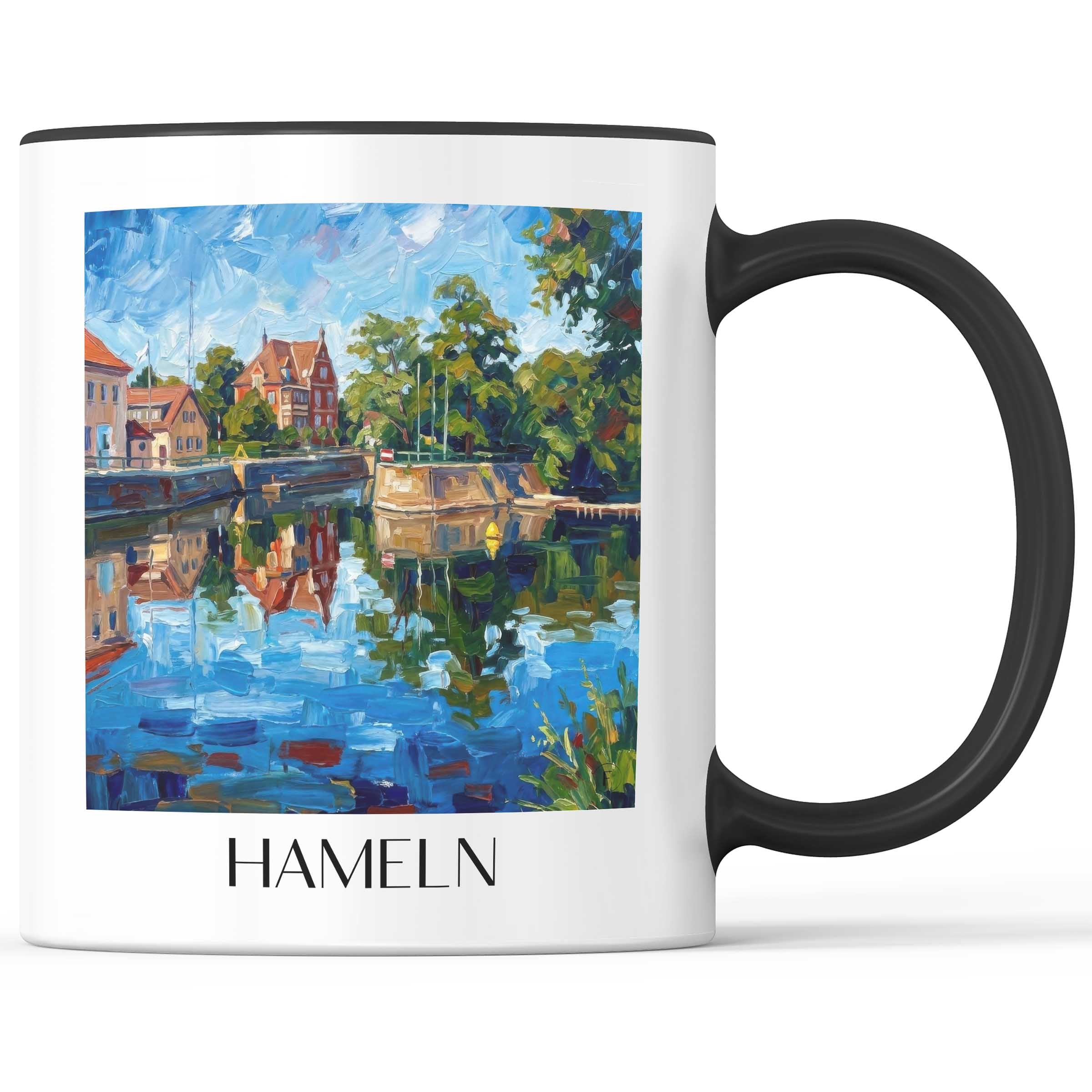 hameln-niedersachsen-deutschland-kaffeebecher-oil-painting-oelgemaelde