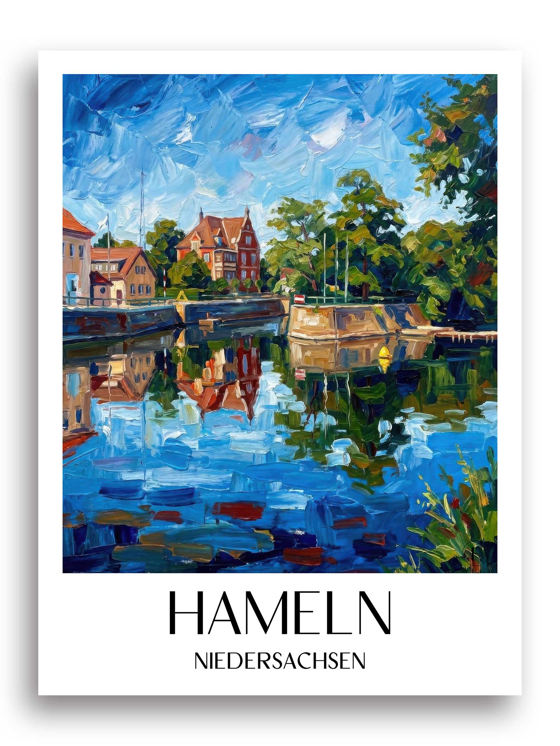 hameln-niedersachsen-deutschland-poster-oil-painting-oelgemaelde