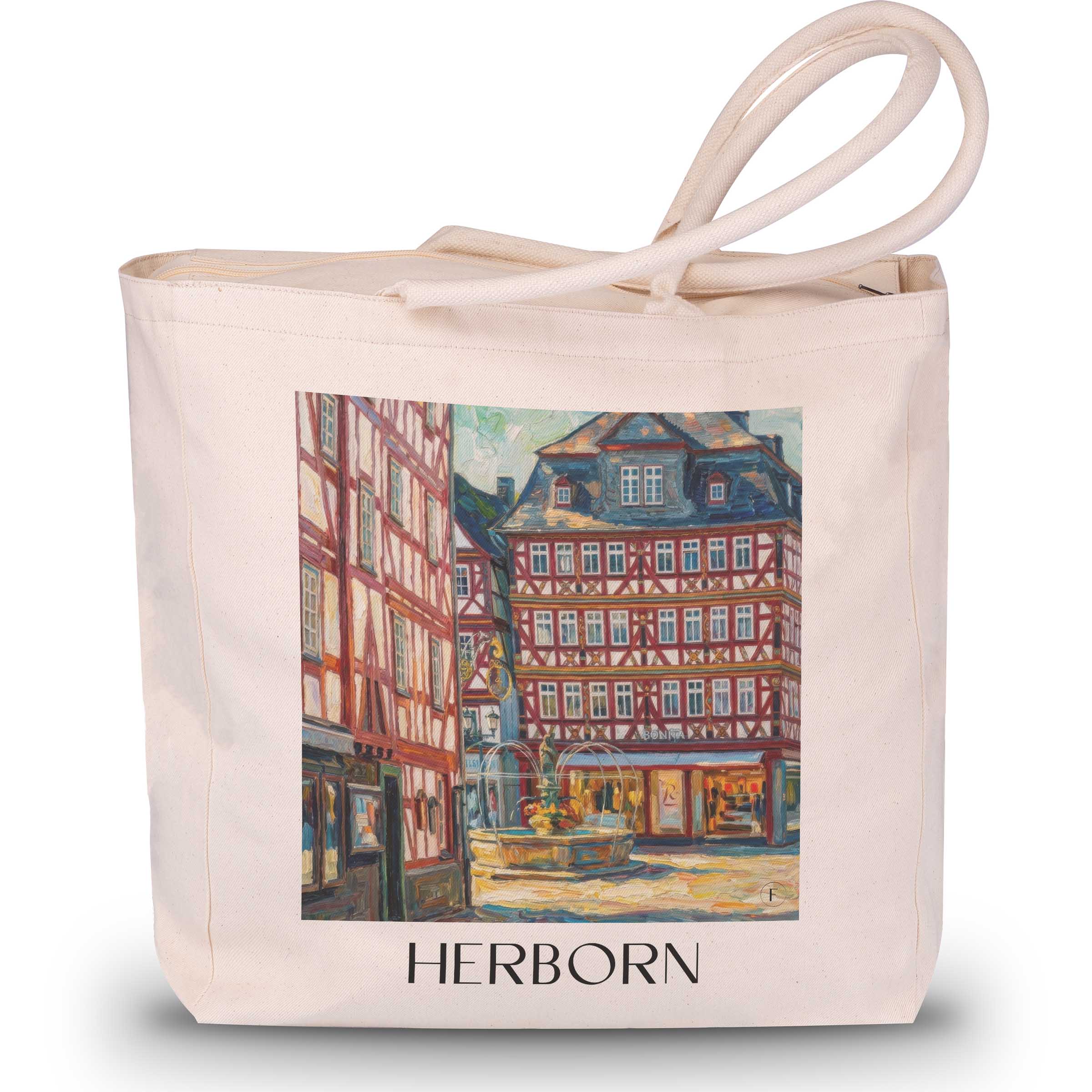 Herborn Shopping Tasche - Westerwald - Deutschland Tote Bag - Einkaufstasche im Ölgemälde Stil