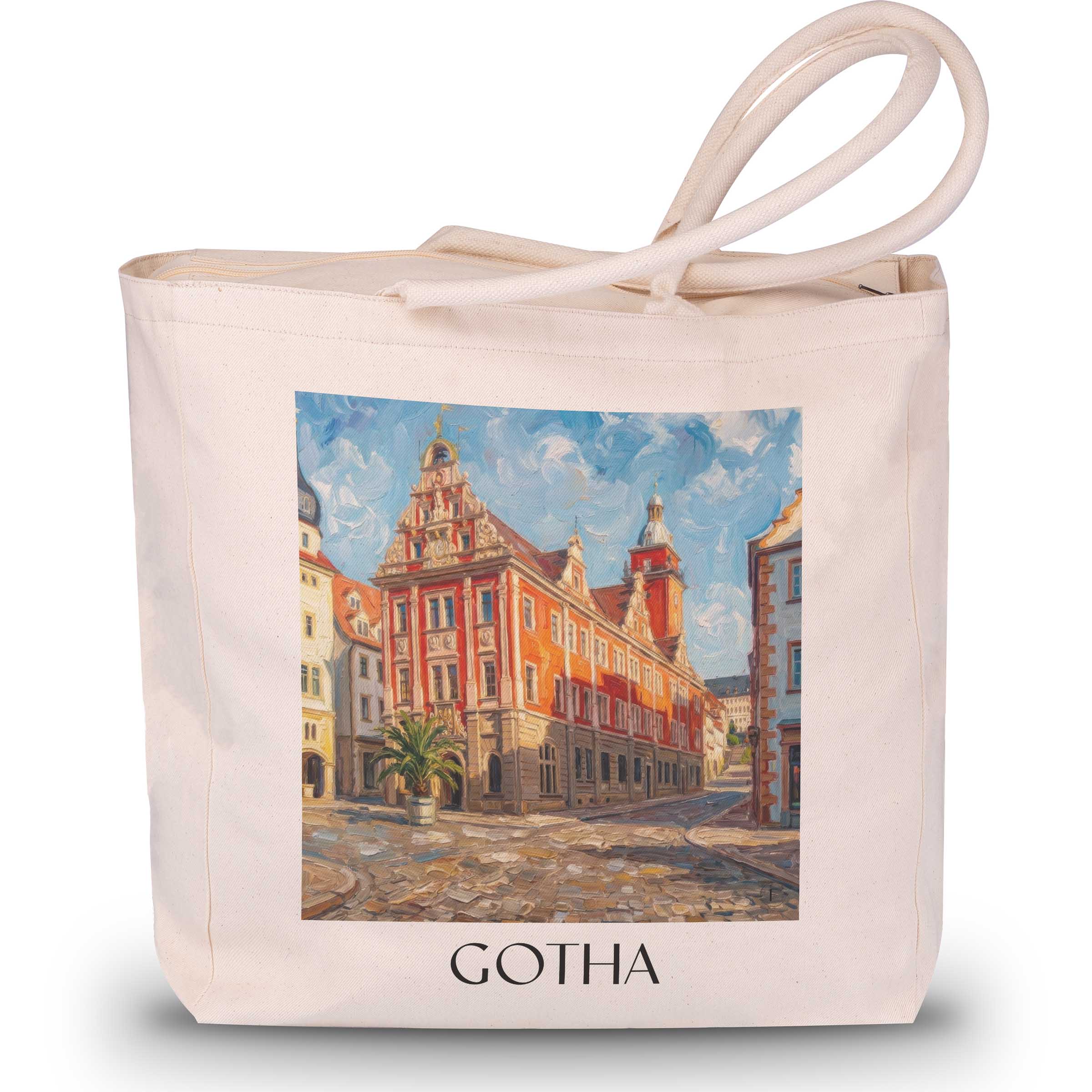 gotha-thüringen-deutschland-einkaufstasche-oil-painting-oelgemaelde