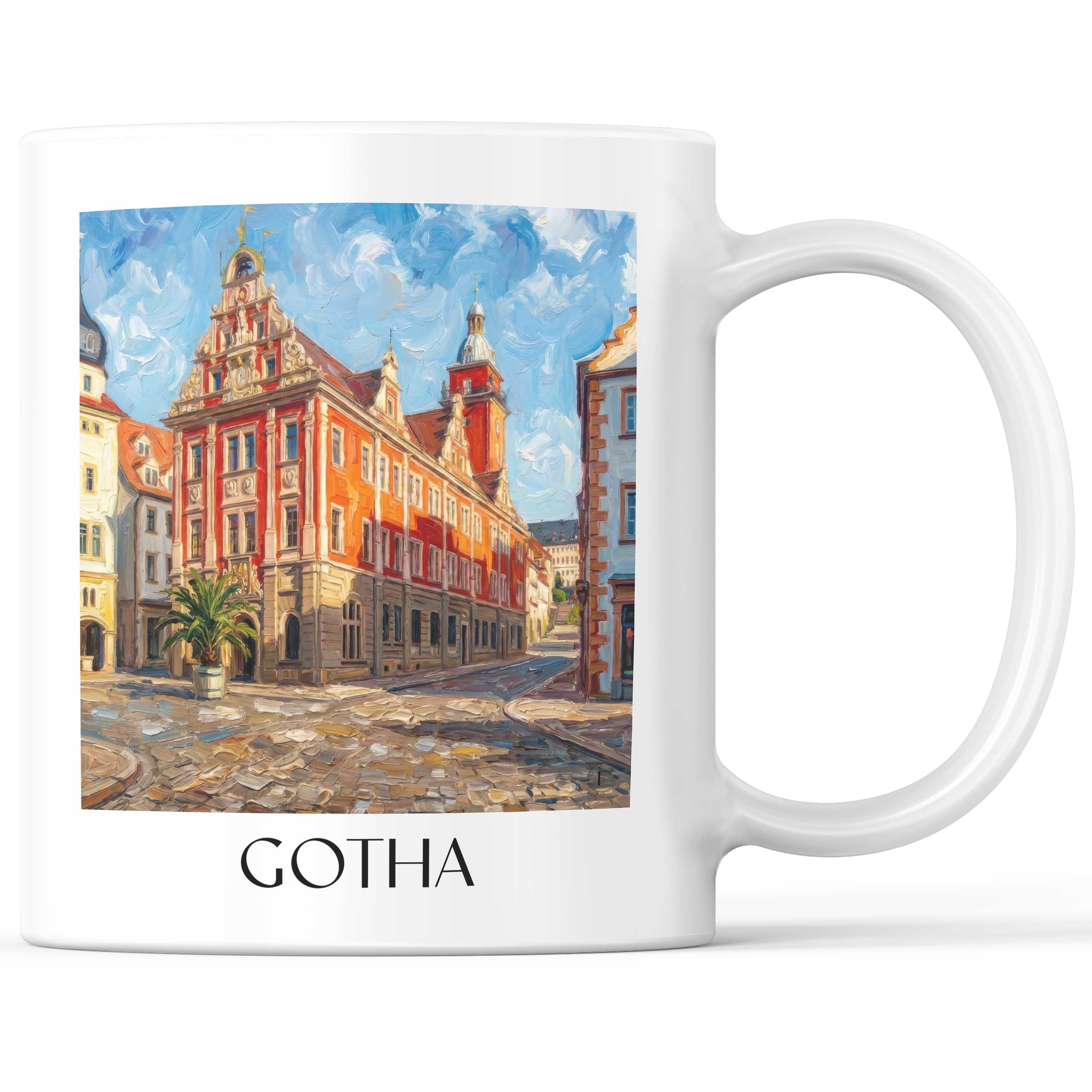 Gotha Kaffeebecher - Thüringen - Deutschland Becher - Kaffeetasse im Ölgemälde Stil