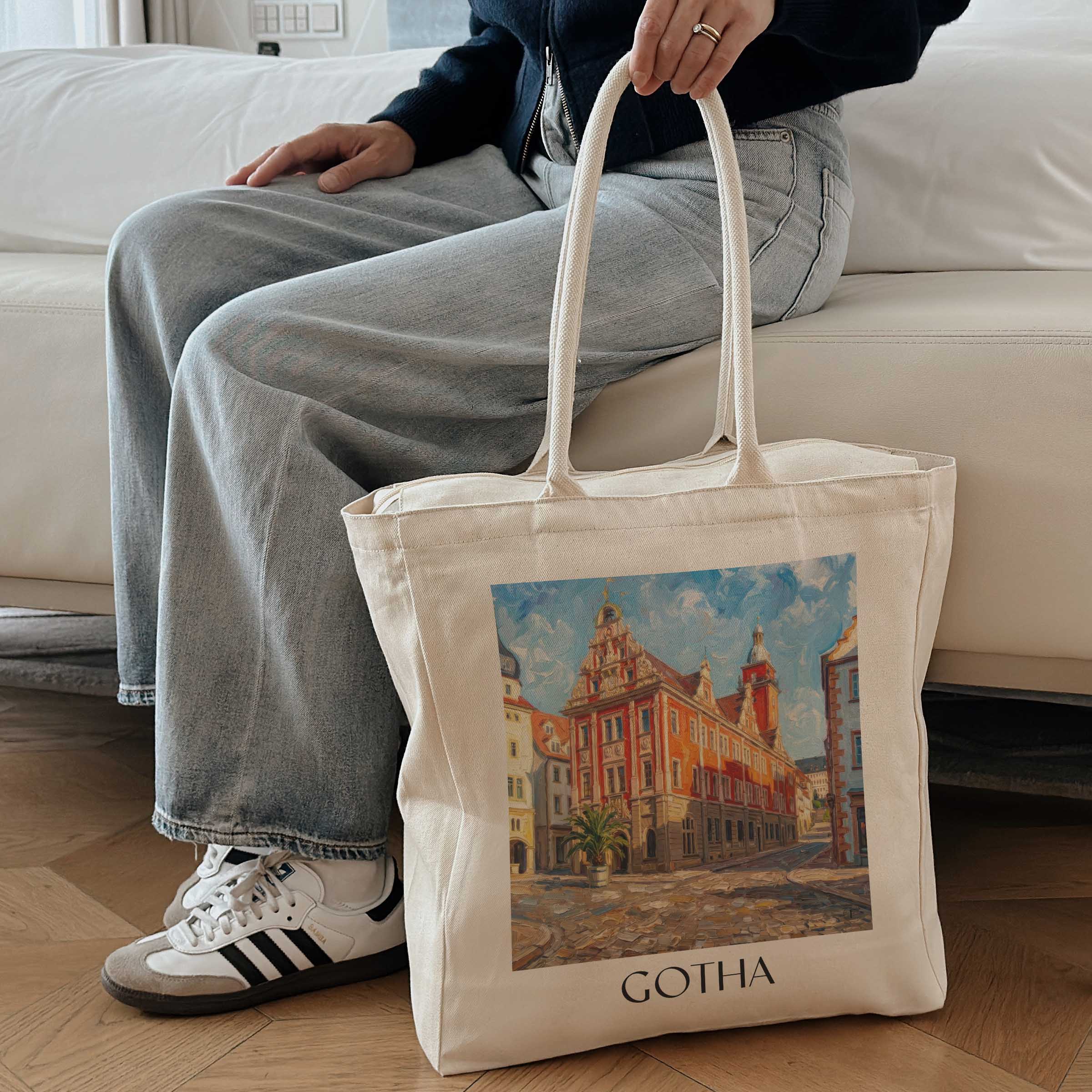 gotha-thüringen-deutschland-einkaufstasche-oil-painting-oelgemaelde
