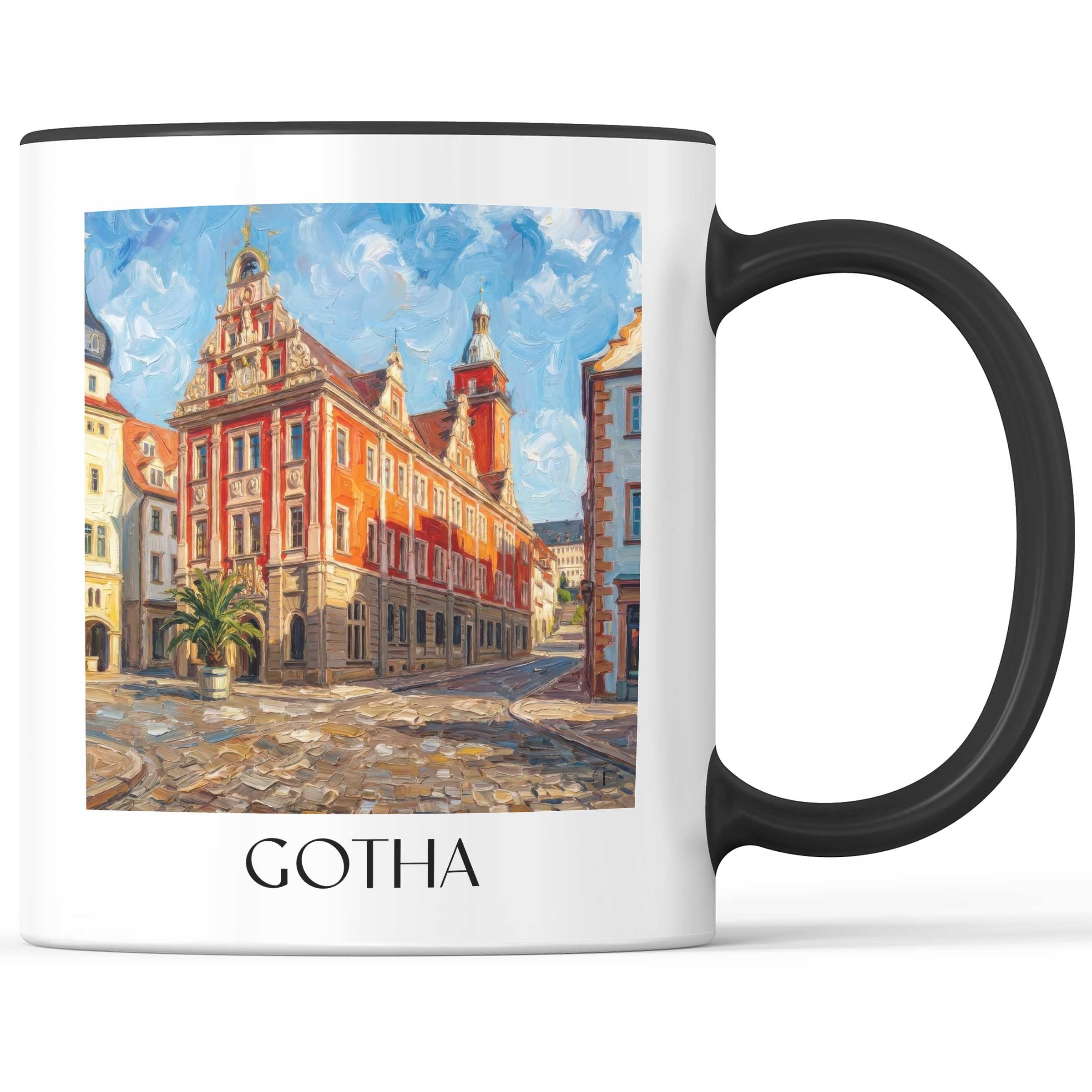 Gotha Kaffeebecher - Thüringen - Deutschland Becher - Kaffeetasse im Ölgemälde Stil