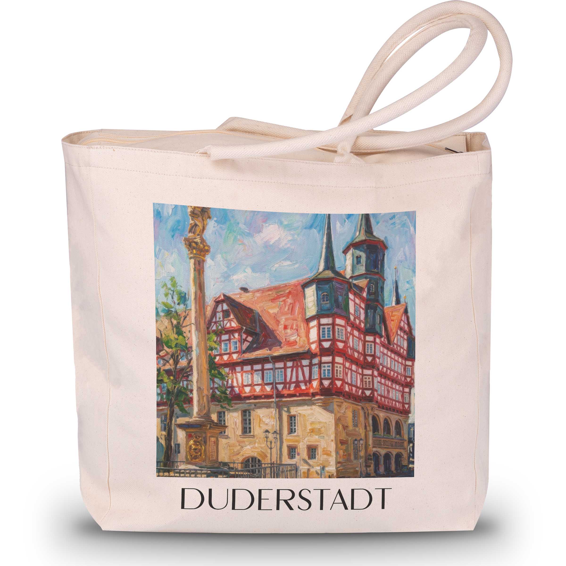 Duderstadt Shopping Tasche - Niedersachsen - Deutschland Tote Bag - Einkaufstasche im Ölgemälde Stil