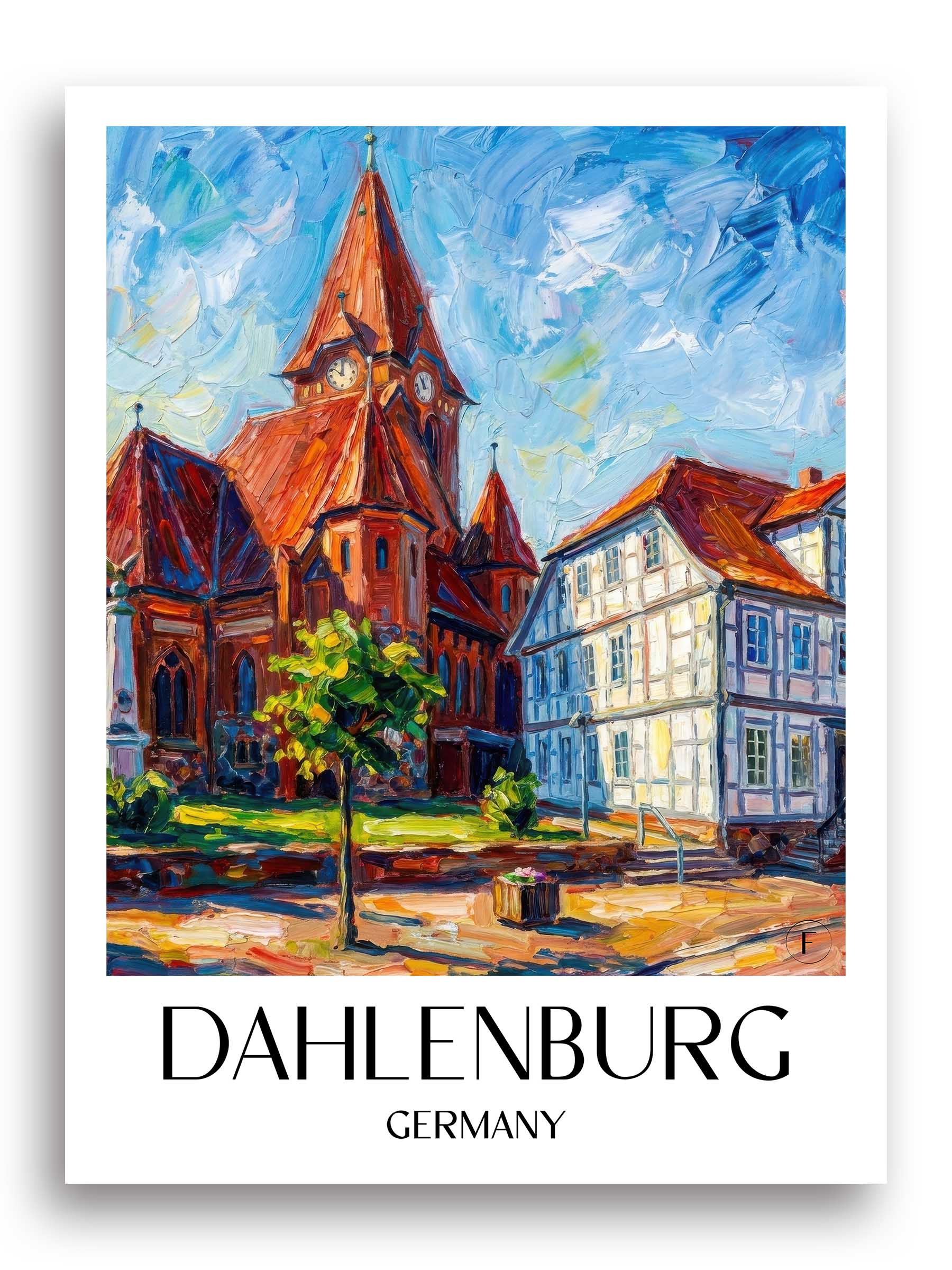 Dahlenburg Poster - Niedersachsen - Deutschland Kunstdruck - Ölgemälde von A4 bis A1