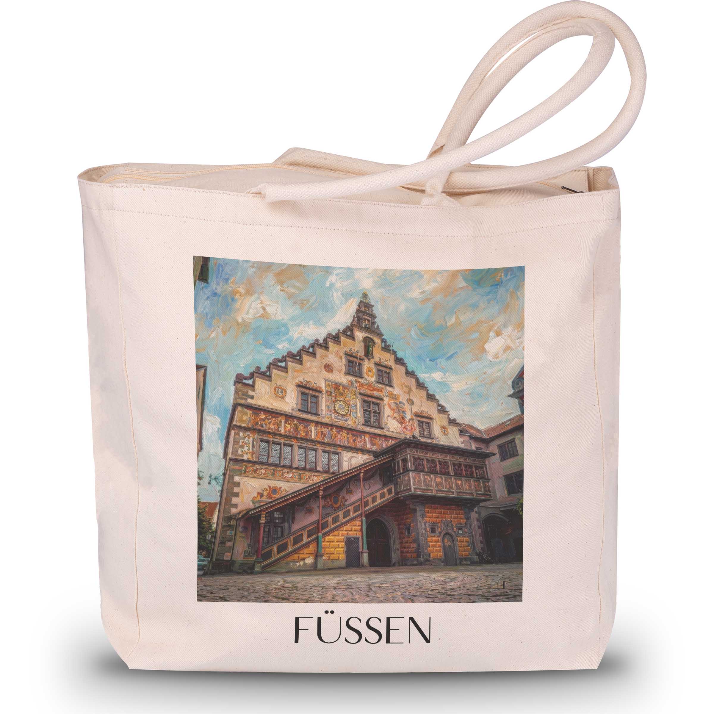 Füssen Shopping Tasche - Allgäu - Deutschland Tote Bag - Einkaufstasche im Ölgemälde Stil