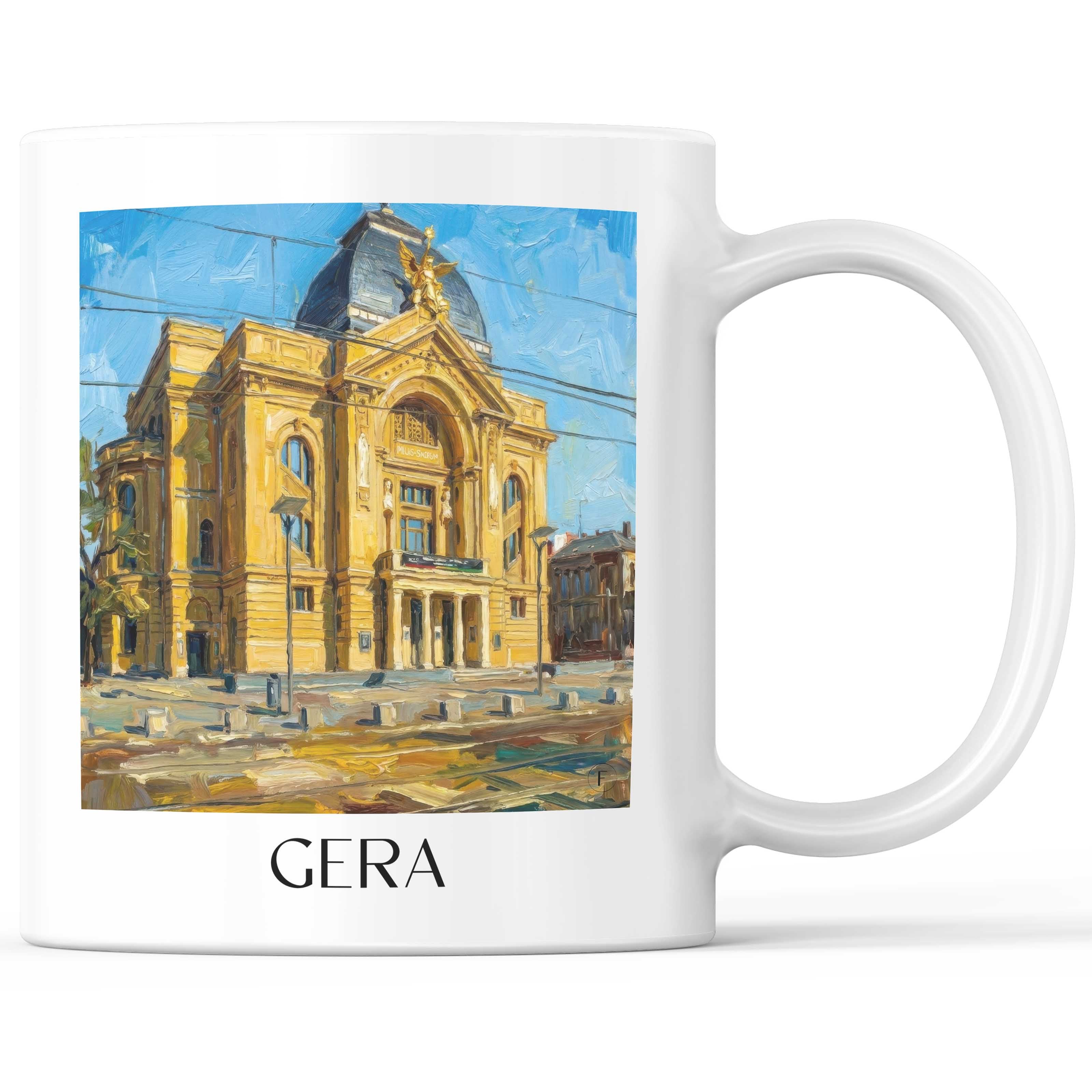 Gera Kaffeebecher - Thüringen - Deutschland Becher - Kaffeetasse im Ölgemälde Stil