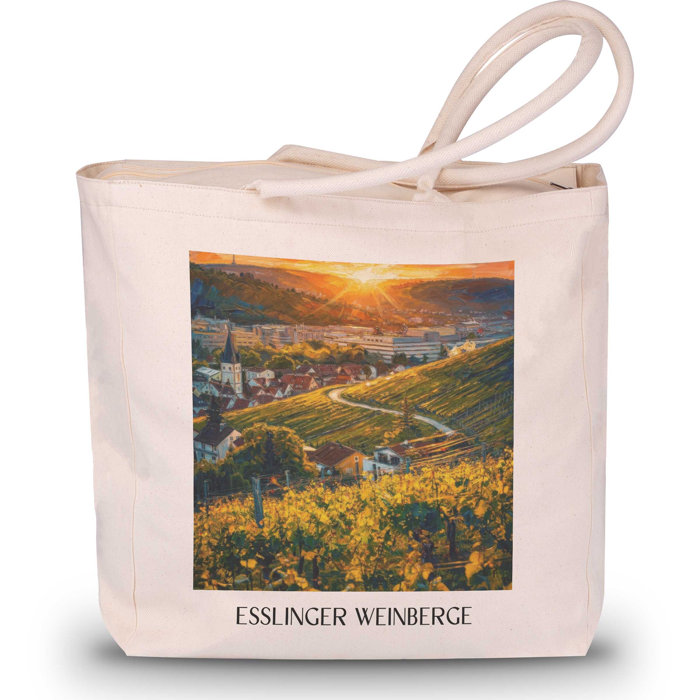 esslinger-weinberge-württemberg-deutschland-einkaufstasche-oil-painting-oelgemaelde