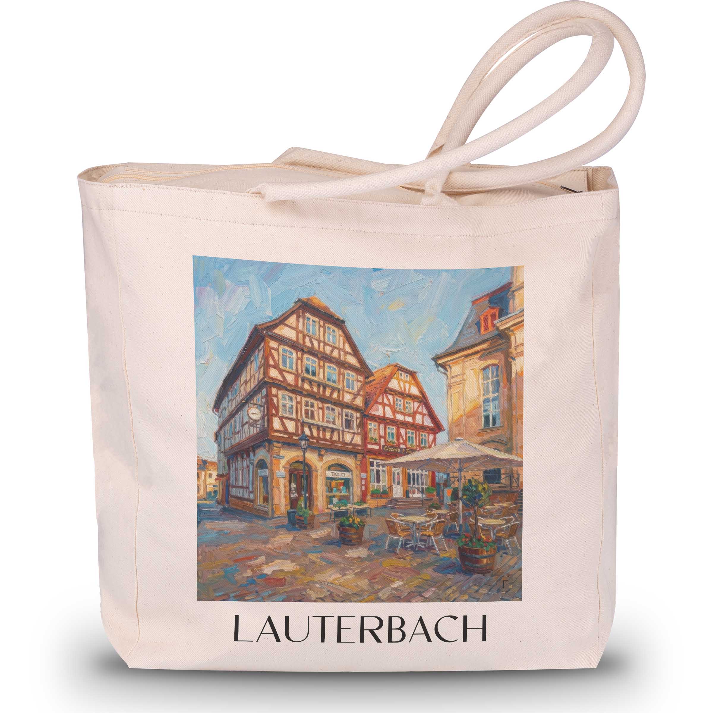 Lauterbach Shopping Tasche - Hessen - Deutschland Tote Bag - Einkaufstasche im Ölgemälde Stil