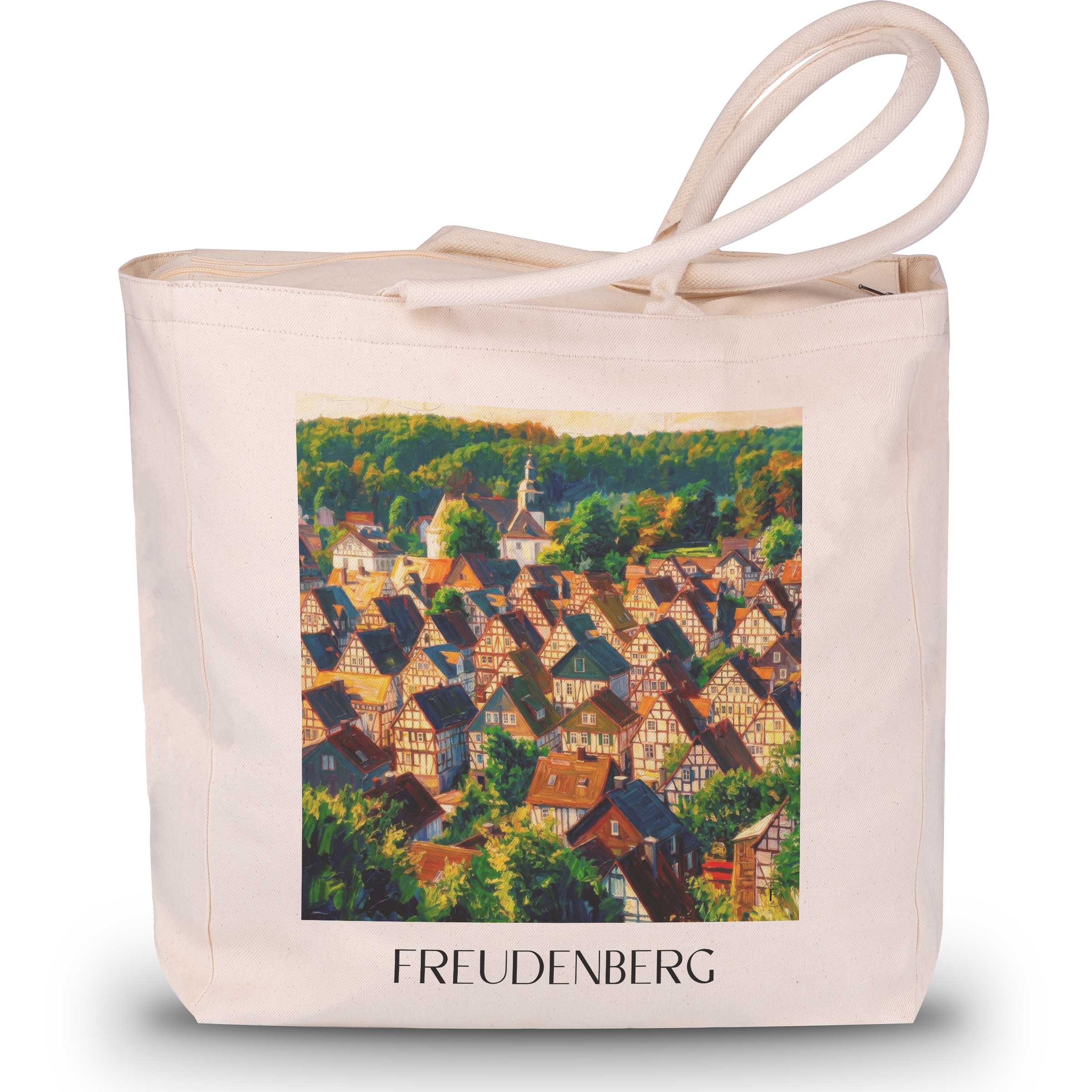 Freudenberg Shopping Tasche - Siegerland - Deutschland Tote Bag - Einkaufstasche im Ölgemälde Stil