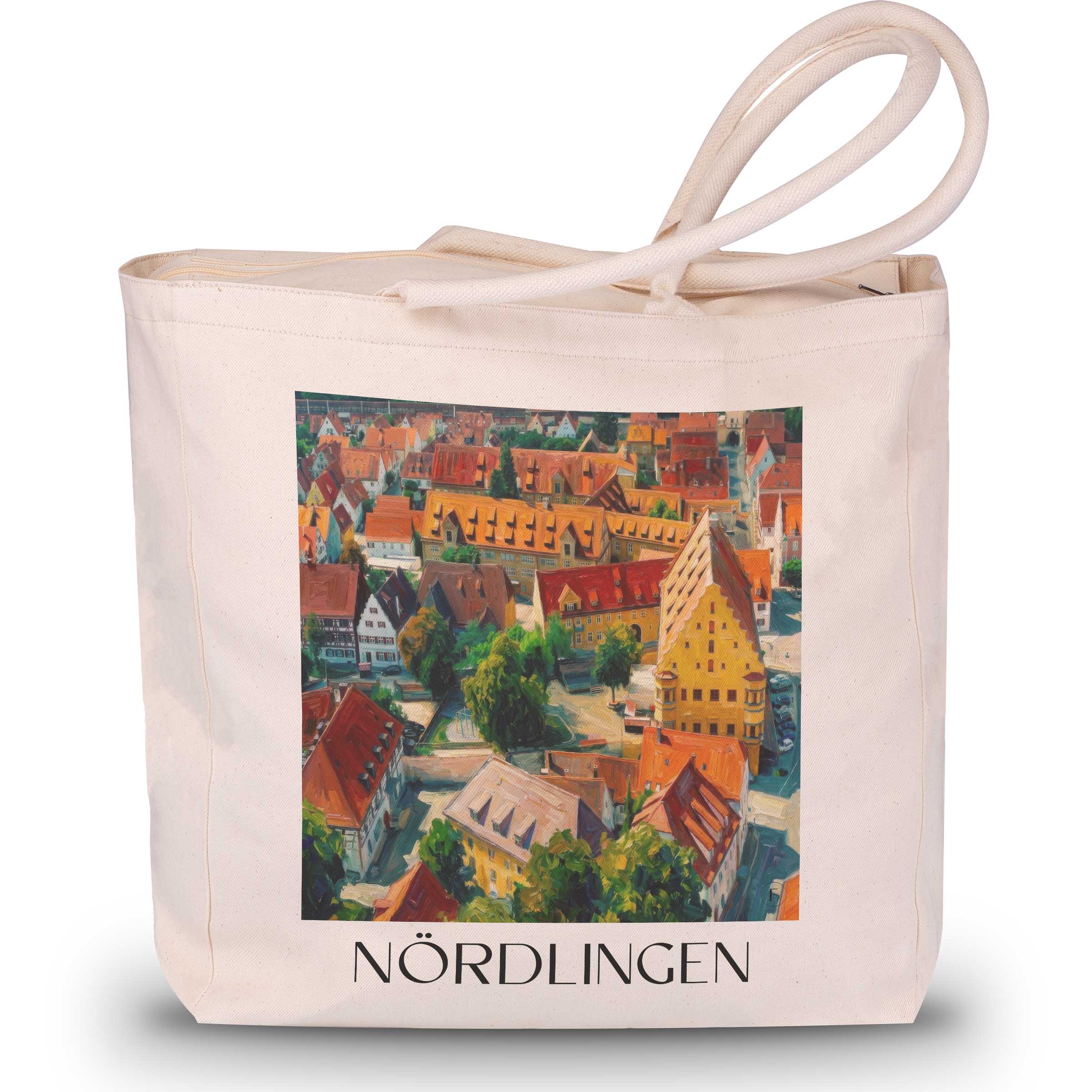 Nördlingen Shopping Tasche - Schwaben - Deutschland Tote Bag - Einkaufstasche im Ölgemälde Stil