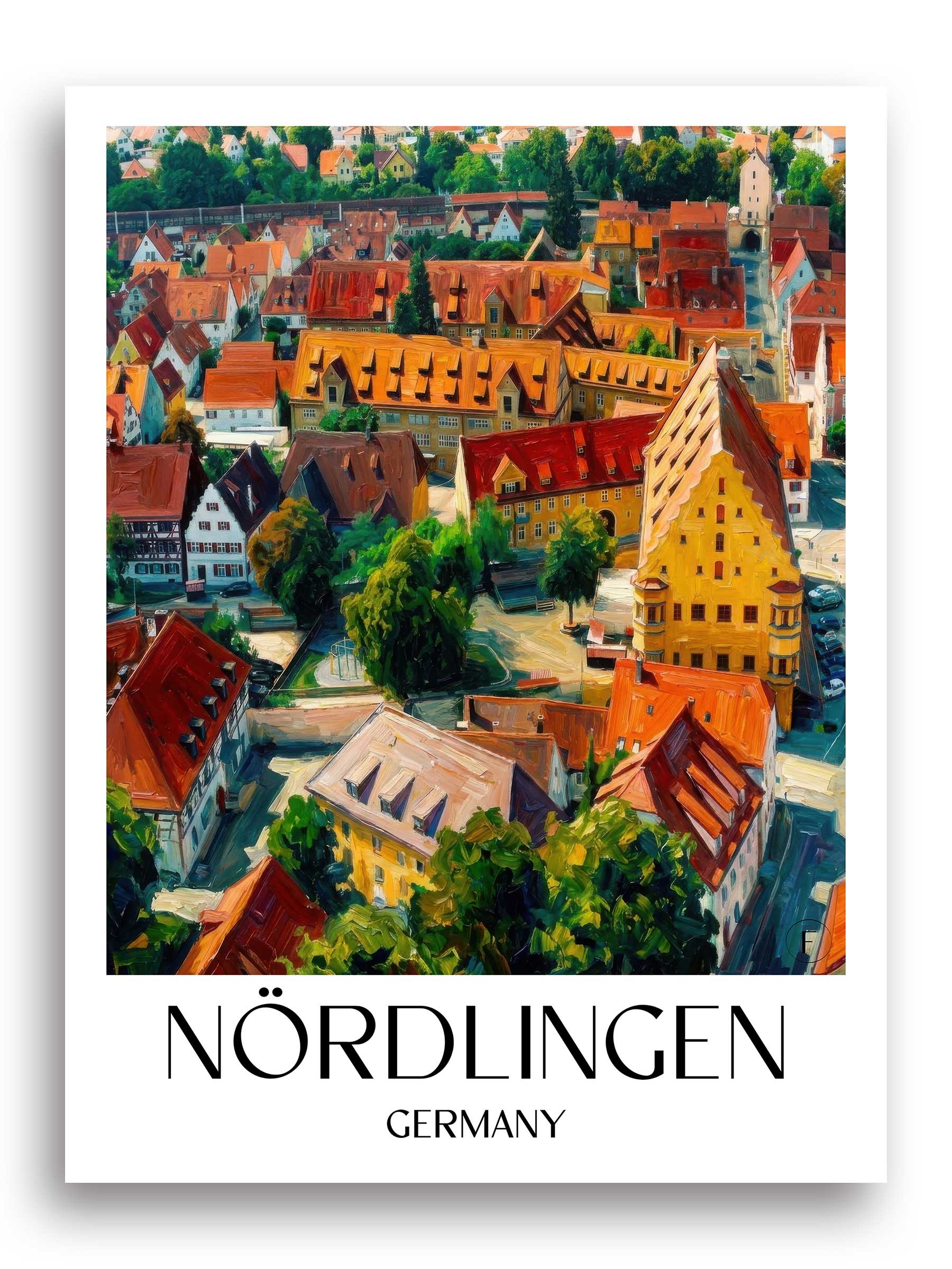 Nördlingen Poster - Schwaben - Deutschland Kunstdruck - Ölgemälde von A4 bis A1