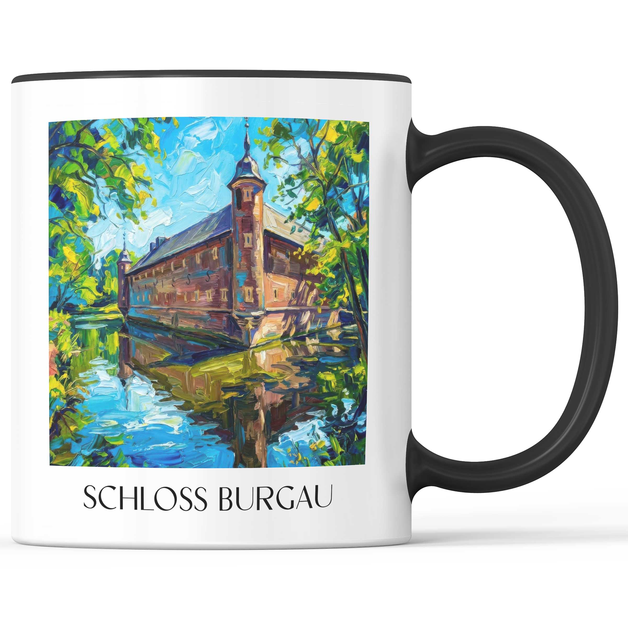 schloss-burgau-düren-deutschland-kaffeebecher-oil-painting-oelgemaelde