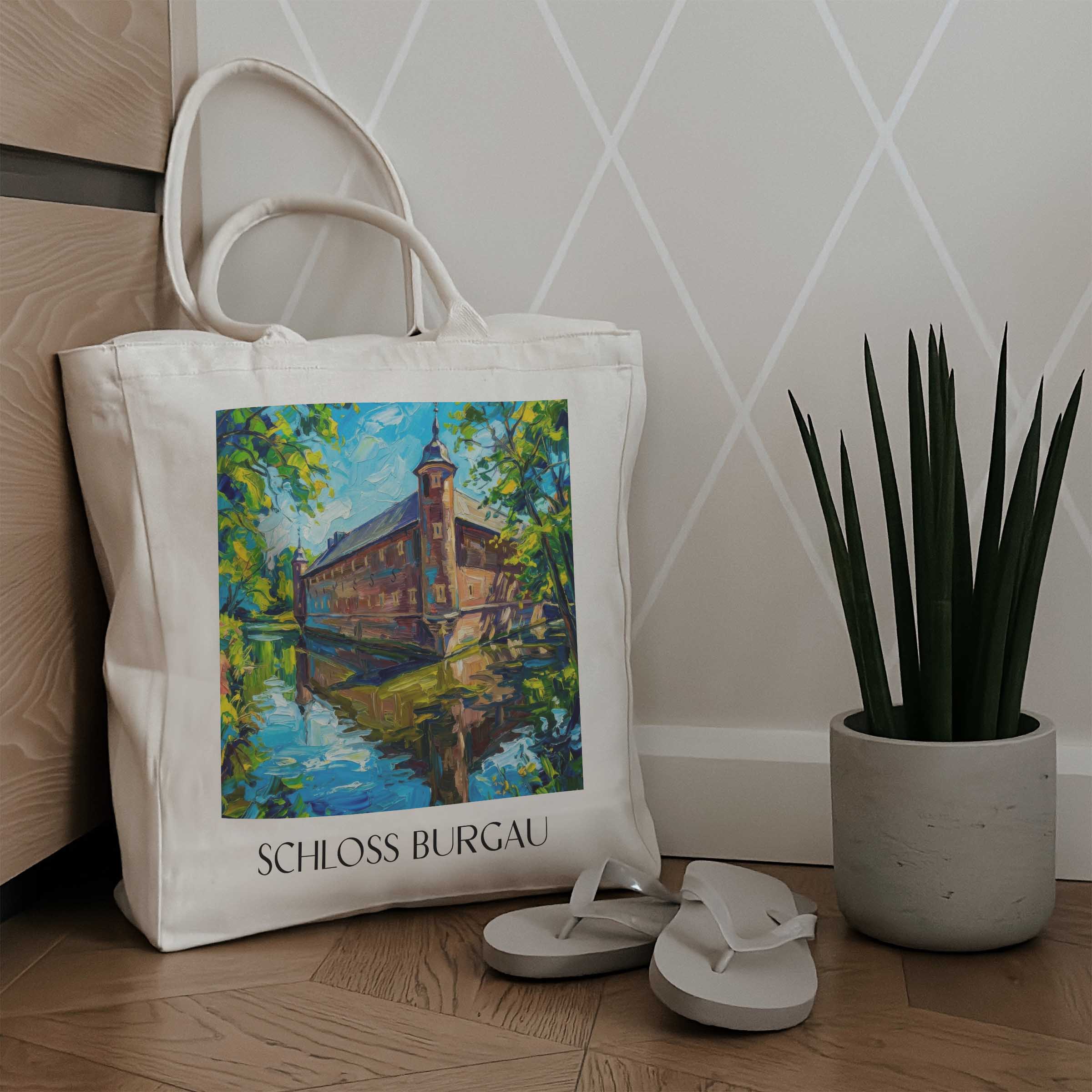 schloss-burgau-düren-deutschland-einkaufstasche-oil-painting-oelgemaelde