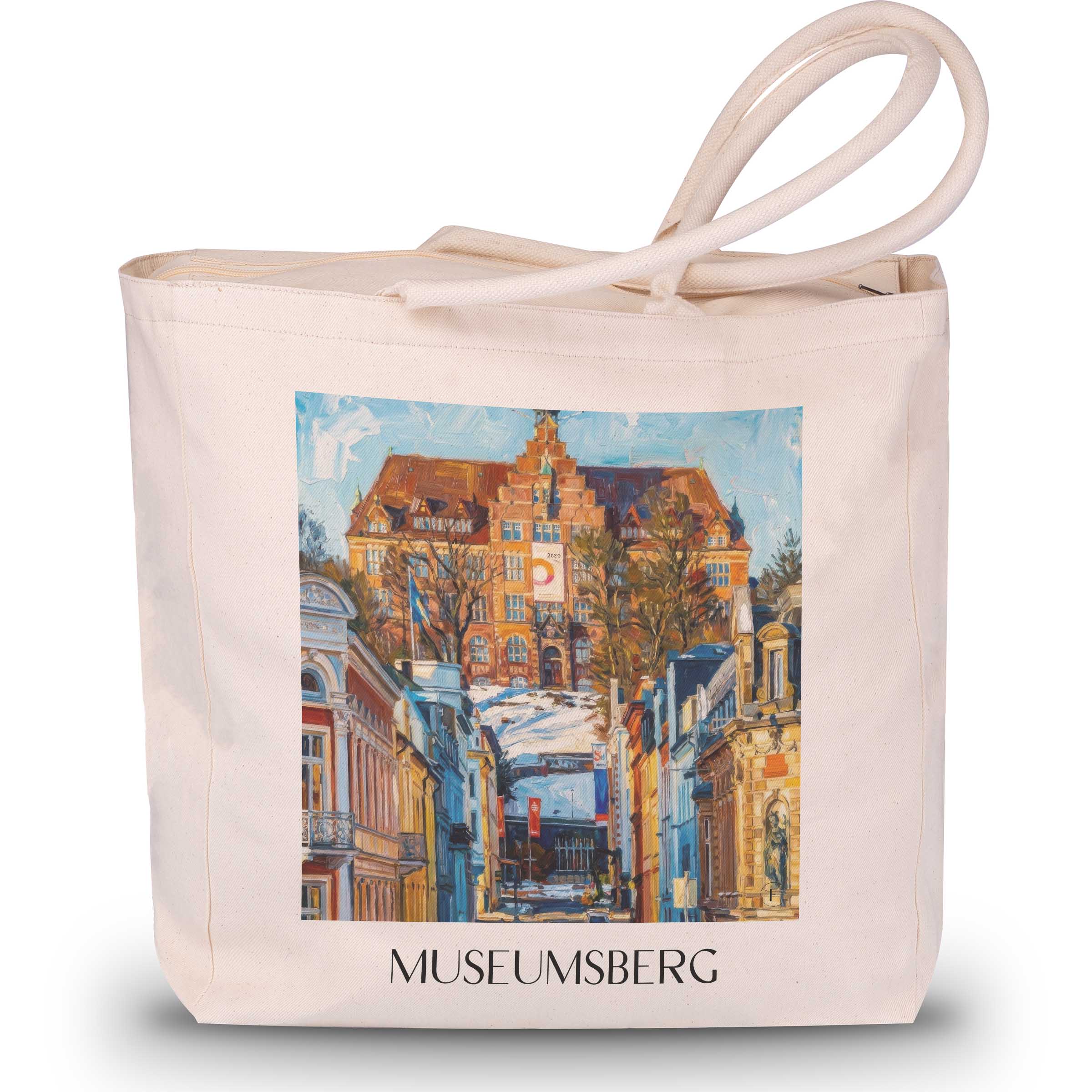 Museumsberg Shopping Tasche - Flensburg - Deutschland Tote Bag - Einkaufstasche im Ölgemälde Stil