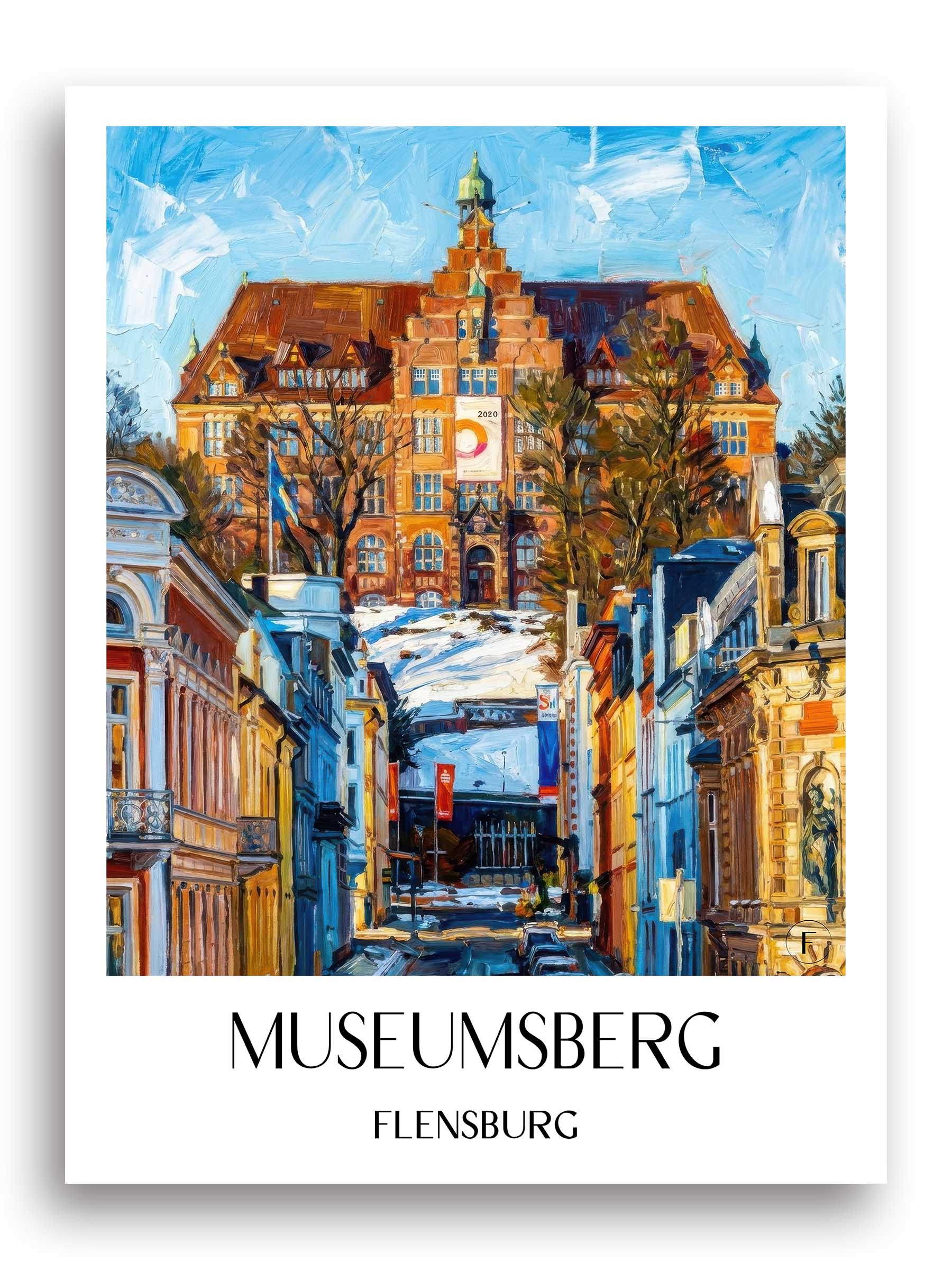 Museumsberg Poster - Flensburg - Deutschland Kunstdruck - Ölgemälde von A4 bis A1