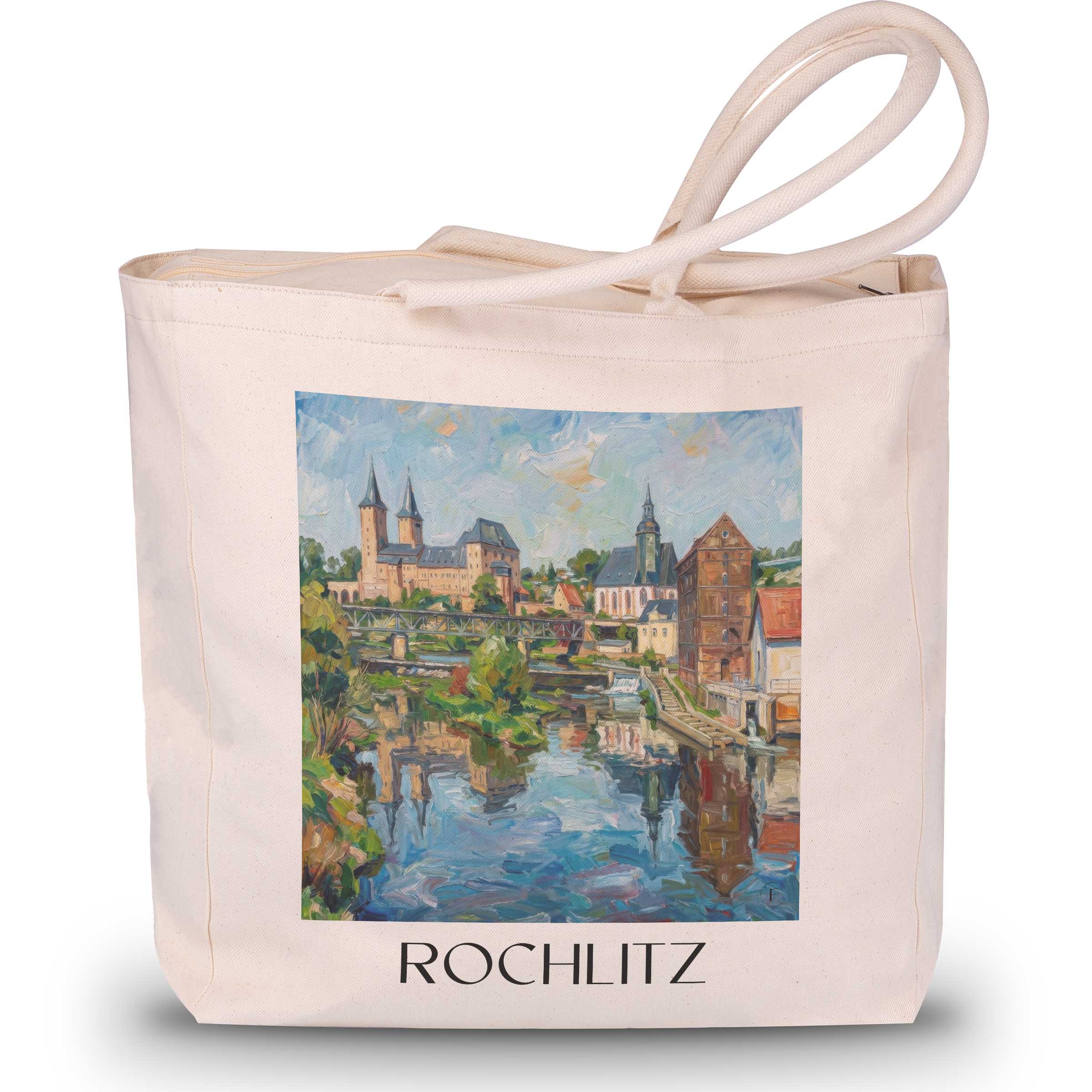 Rochlitz Shopping Tasche - Sachsen - Deutschland Tote Bag - Einkaufstasche im Ölgemälde Stil