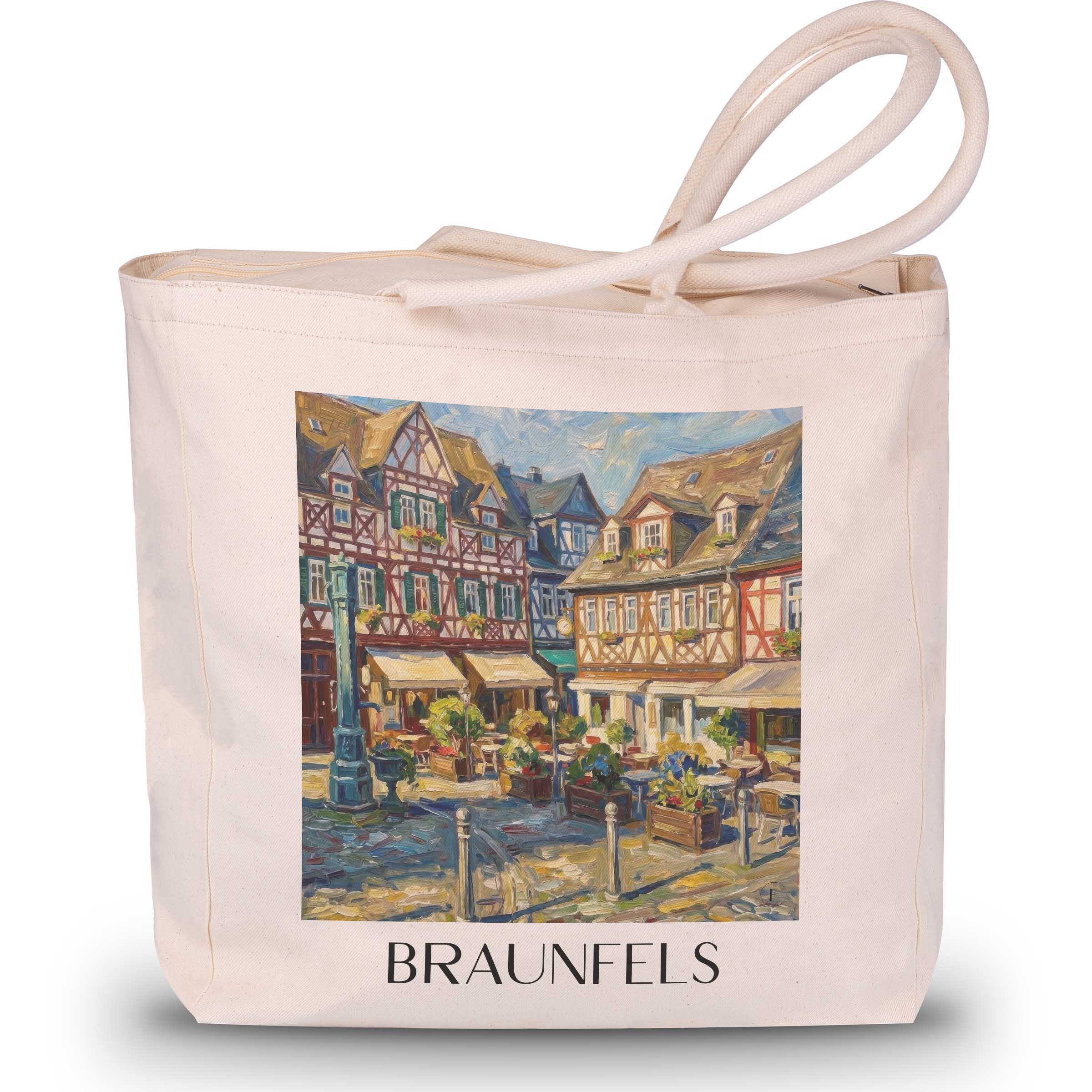 braunfels-hessen-deutschland-einkaufstasche-oil-painting-oelgemaelde