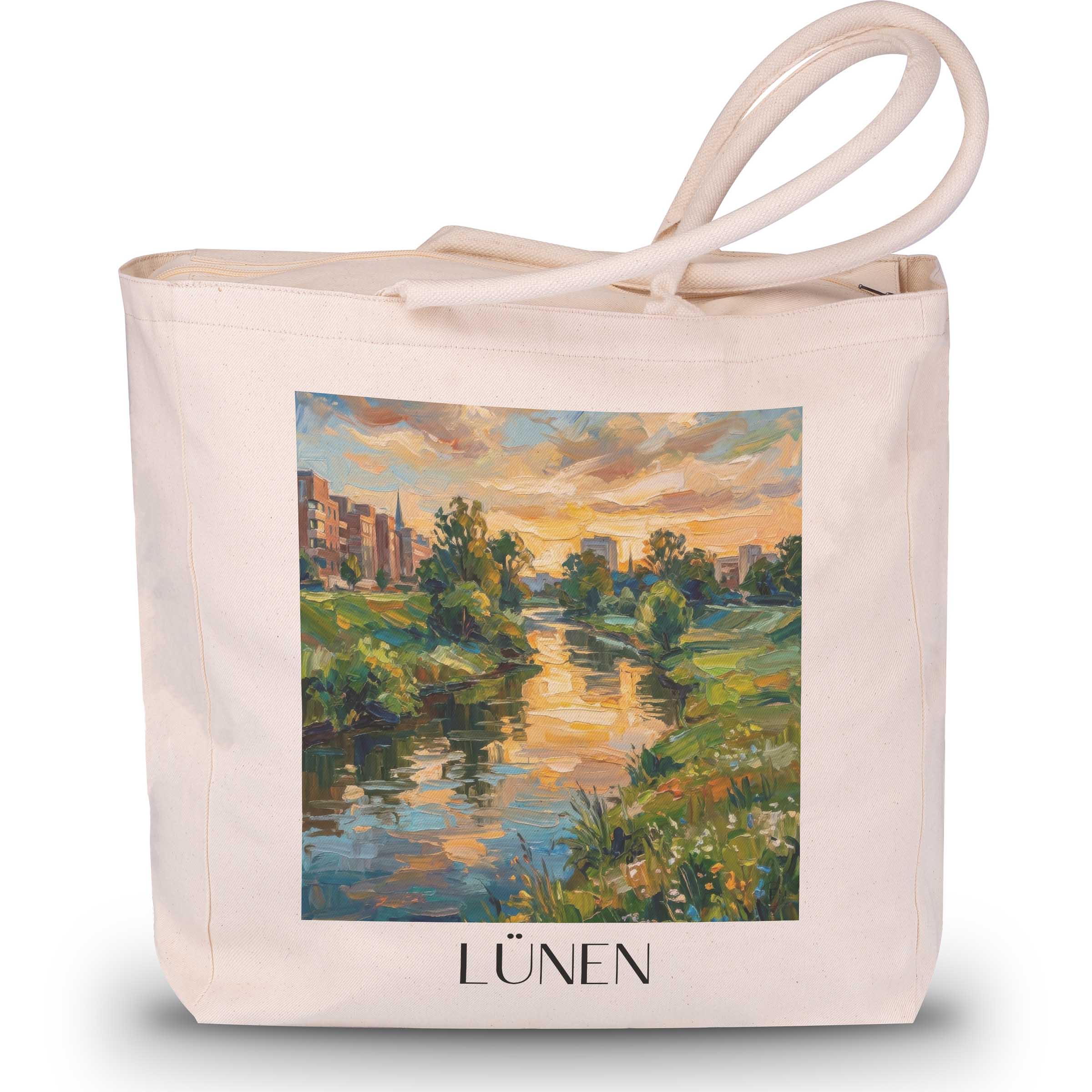 Lünen Shopping Tasche - Ruhrgebiet - Deutschland Tote Bag - Einkaufstasche im Ölgemälde Stil