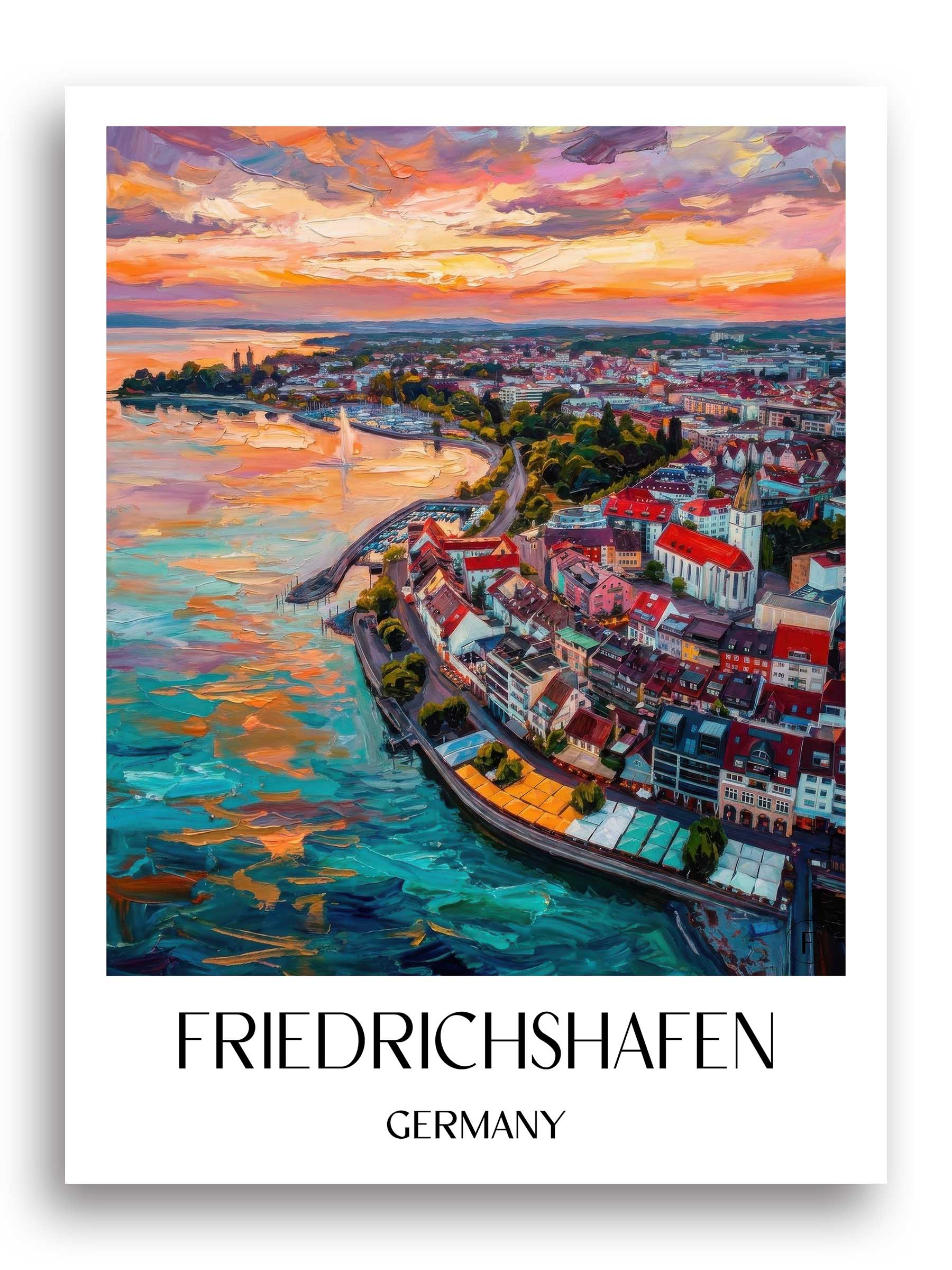 Friedrichshafen Poster - Bodensee - Deutschland Kunstdruck - Ölgemälde von A4 bis A1