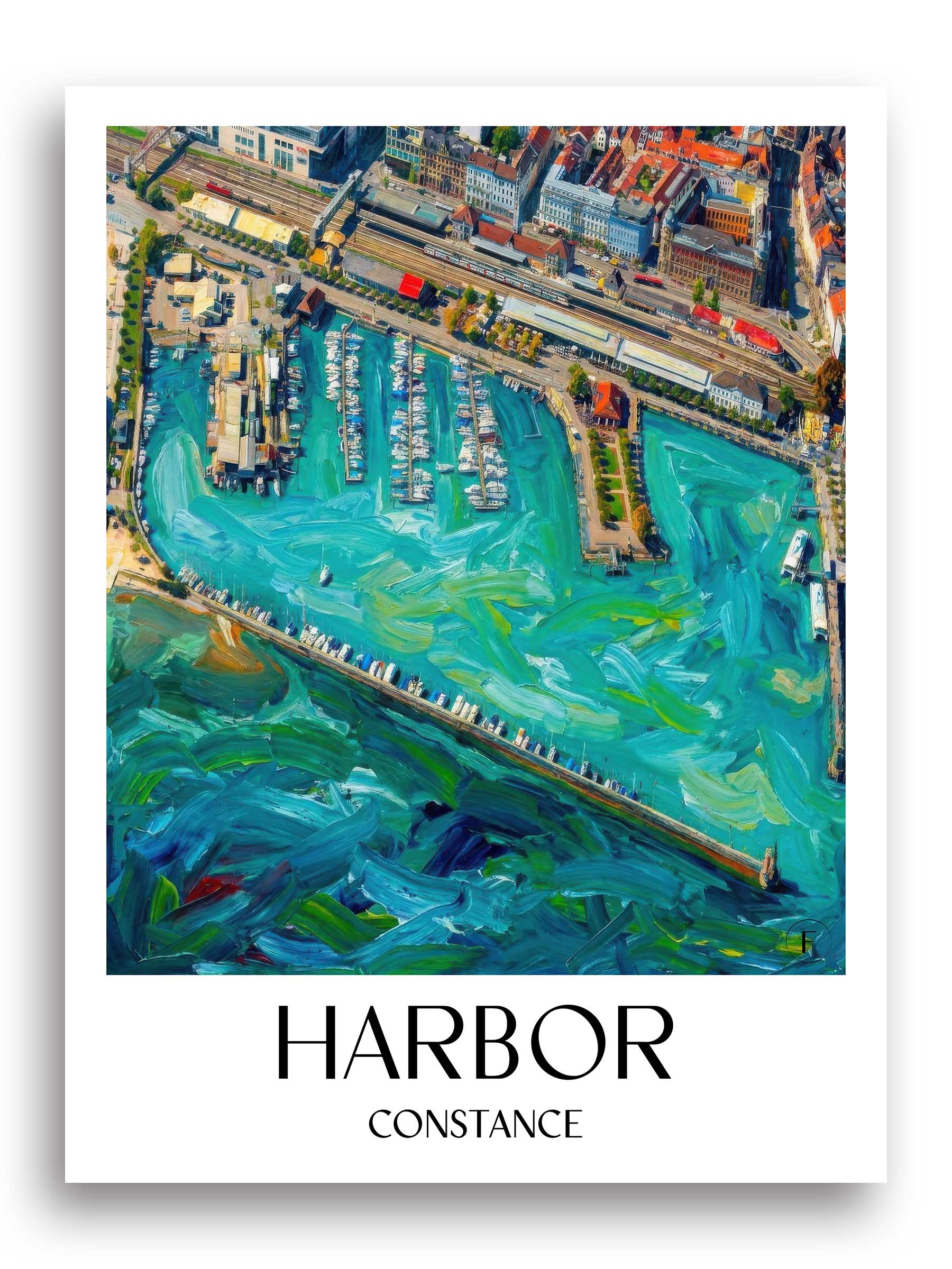 Hafen Poster - Konstanz - Deutschland Kunstdruck - Ölgemälde von A4 bis A1