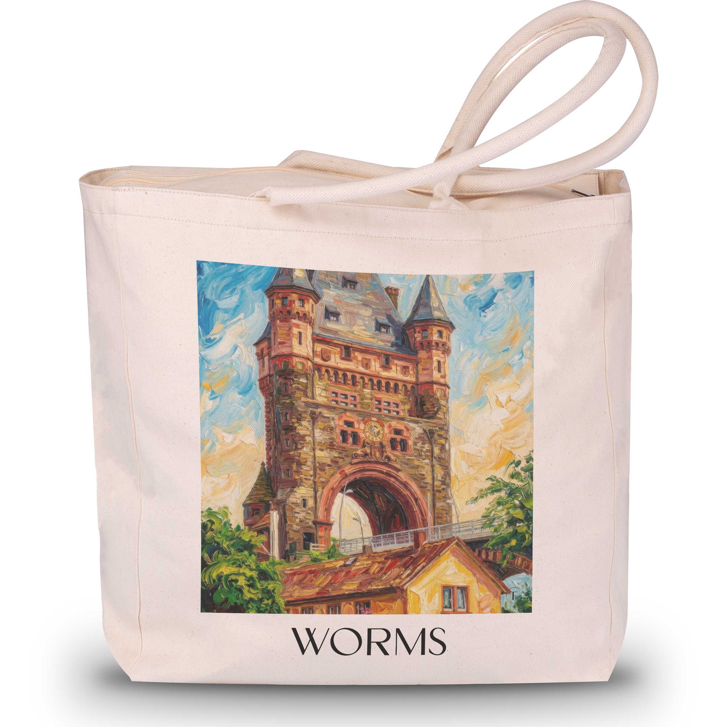 Worms Shopping Tasche - Rheinland-Pfalz - Deutschland Tote Bag - Einkaufstasche im Ölgemälde Stil