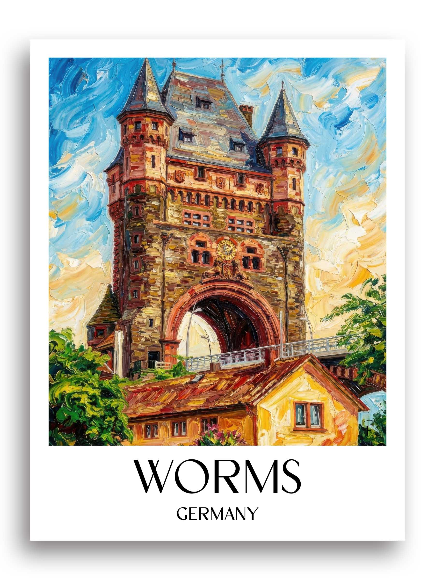 Worms Poster - Rheinland-Pfalz - Deutschland Kunstdruck - Ölgemälde von A4 bis A1