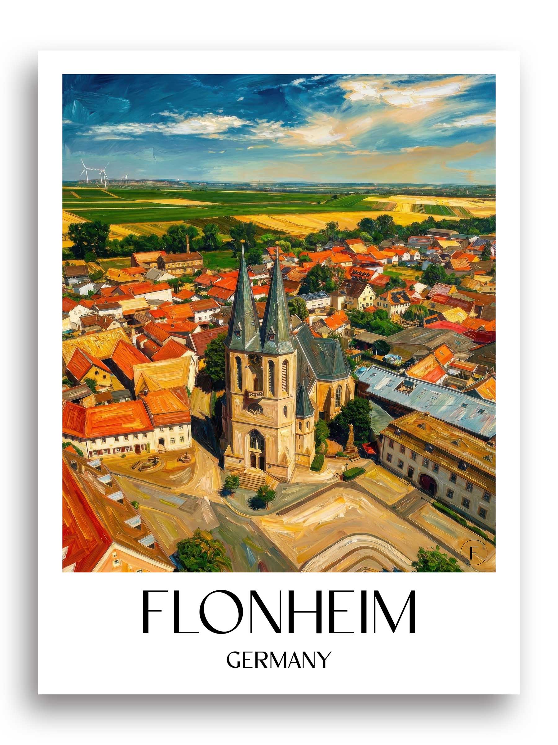 Flonheim Poster - Rheinland-Pfalz - Deutschland Kunstdruck - Ölgemälde von A4 bis A1