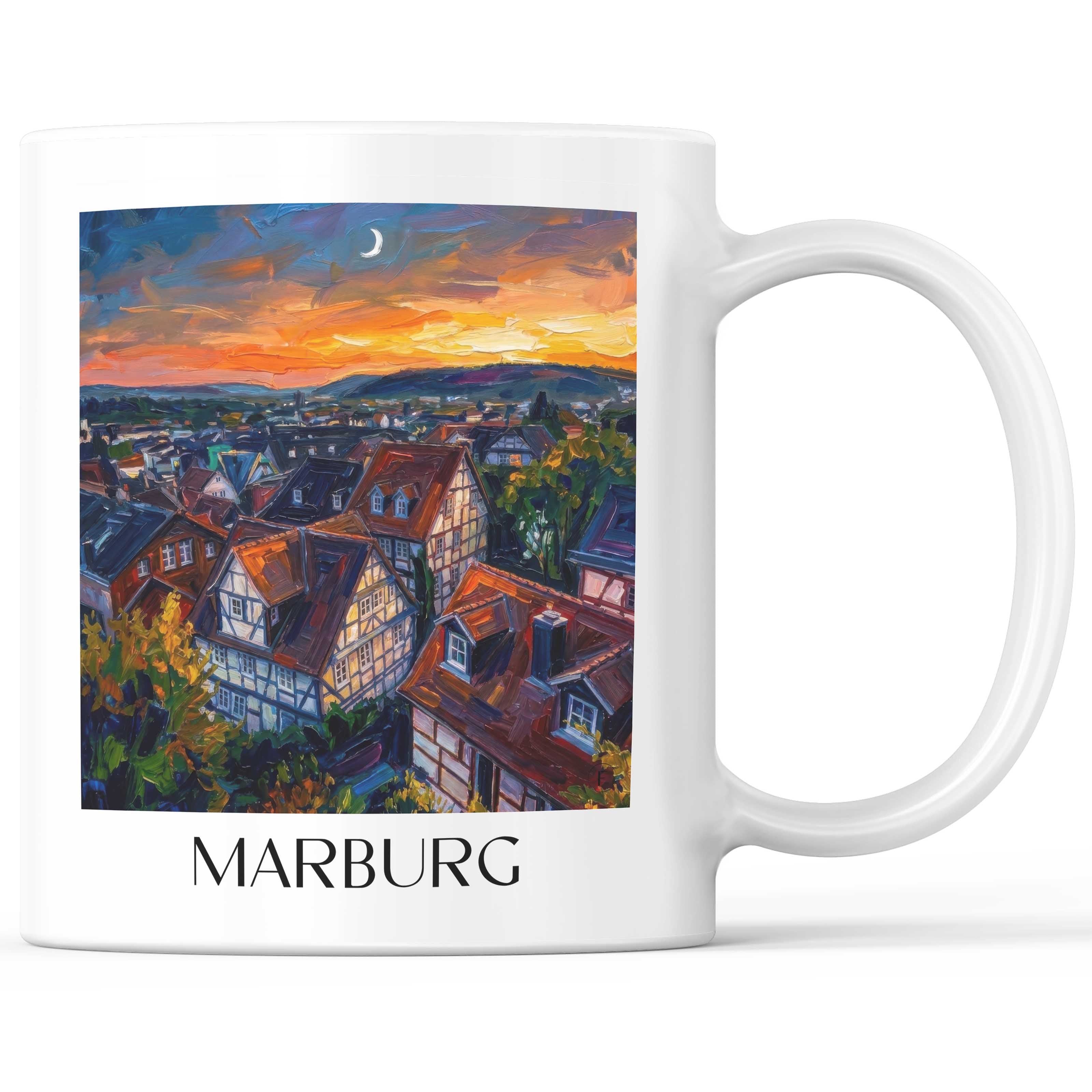 Marburg Kaffeebecher - Hessen - Deutschland Becher - Kaffeetasse im Ölgemälde Stil