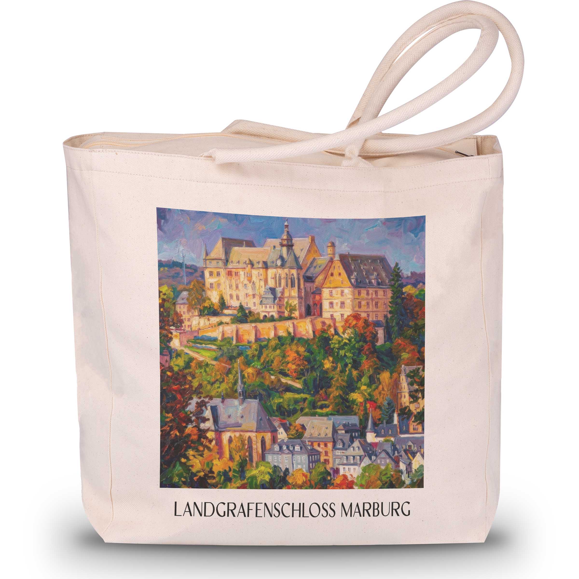 landgrafenschloss-marburg-hessen-deutschland-einkaufstasche-oil-painting-oelgemaelde
