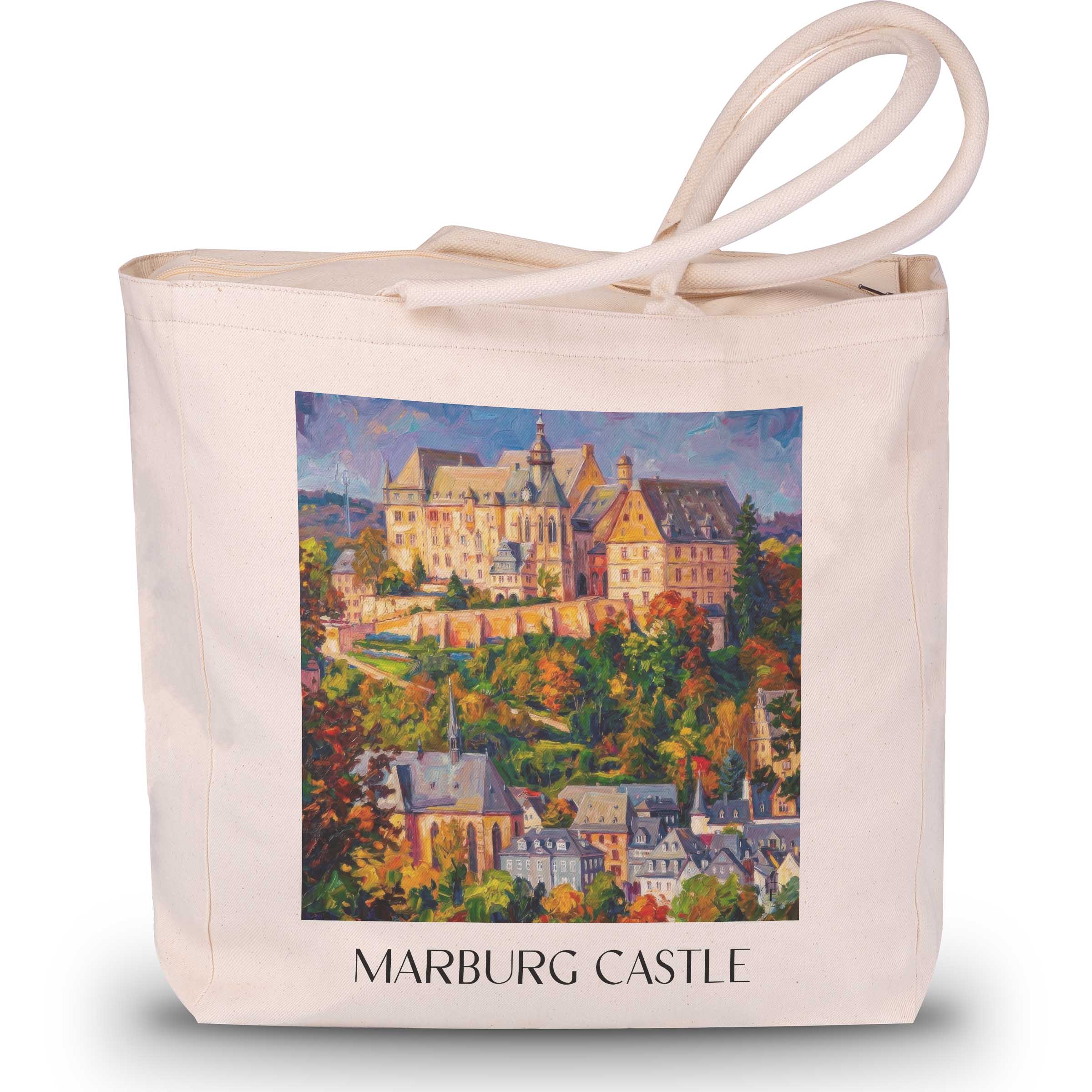 Landgrafenschloss Marburg Shopping Tasche - Hessen - Deutschland Tote Bag - Einkaufstasche im Ölgemälde Stil