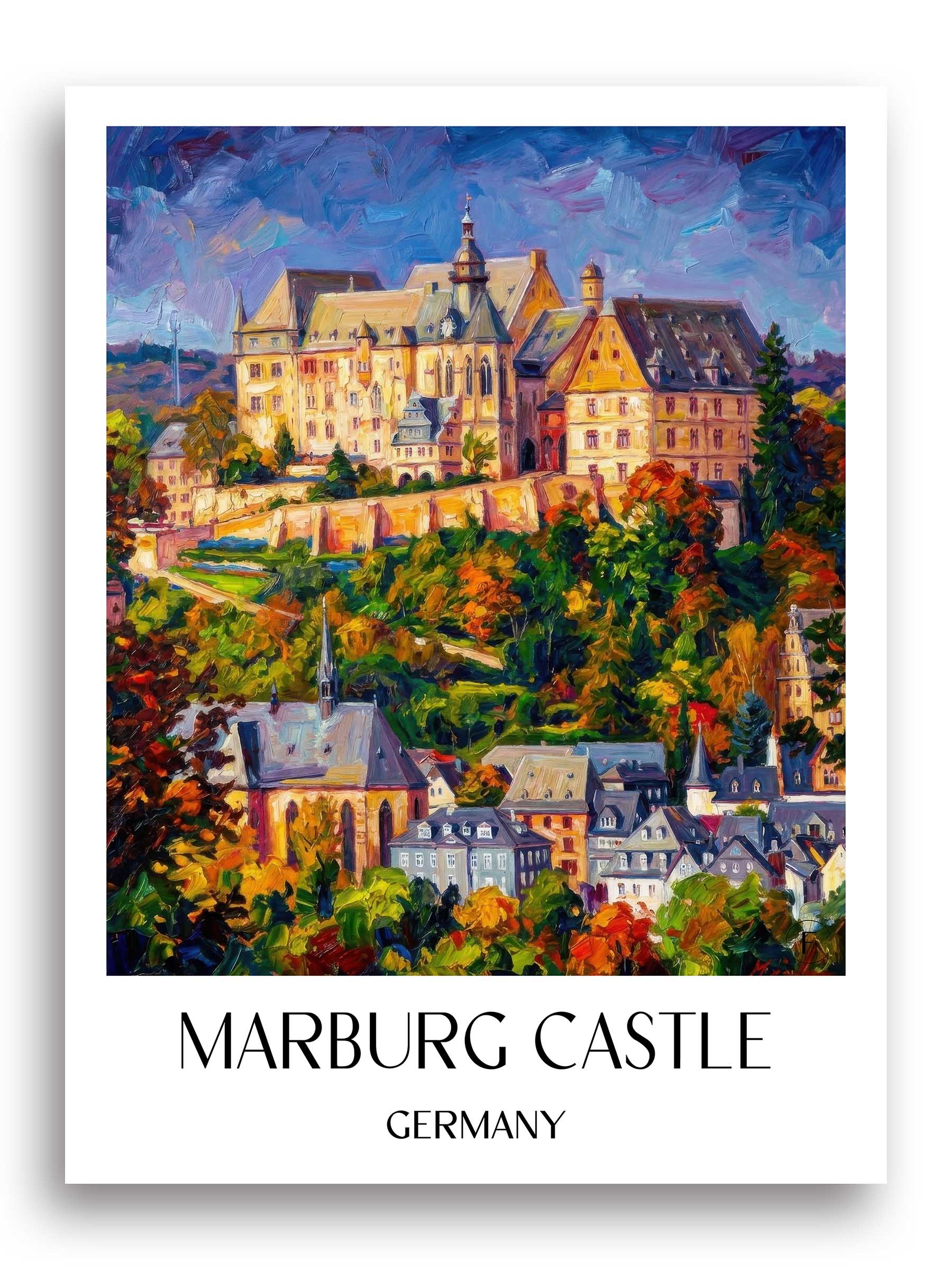 Landgrafenschloss Marburg Poster - Hessen - Deutschland Kunstdruck - Ölgemälde von A4 bis A1