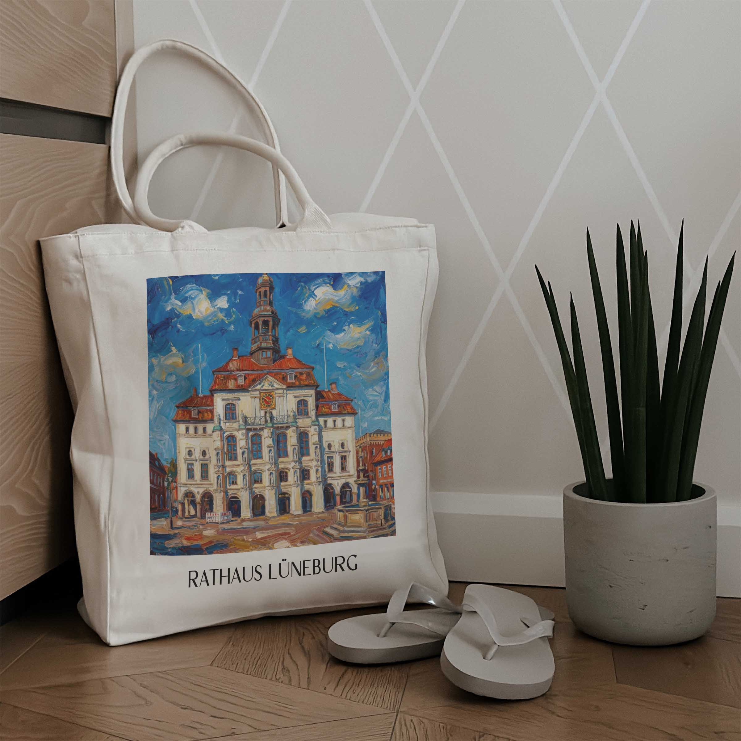 rathaus-lüneburg-deutschland-einkaufstasche-oil-painting-oelgemaelde