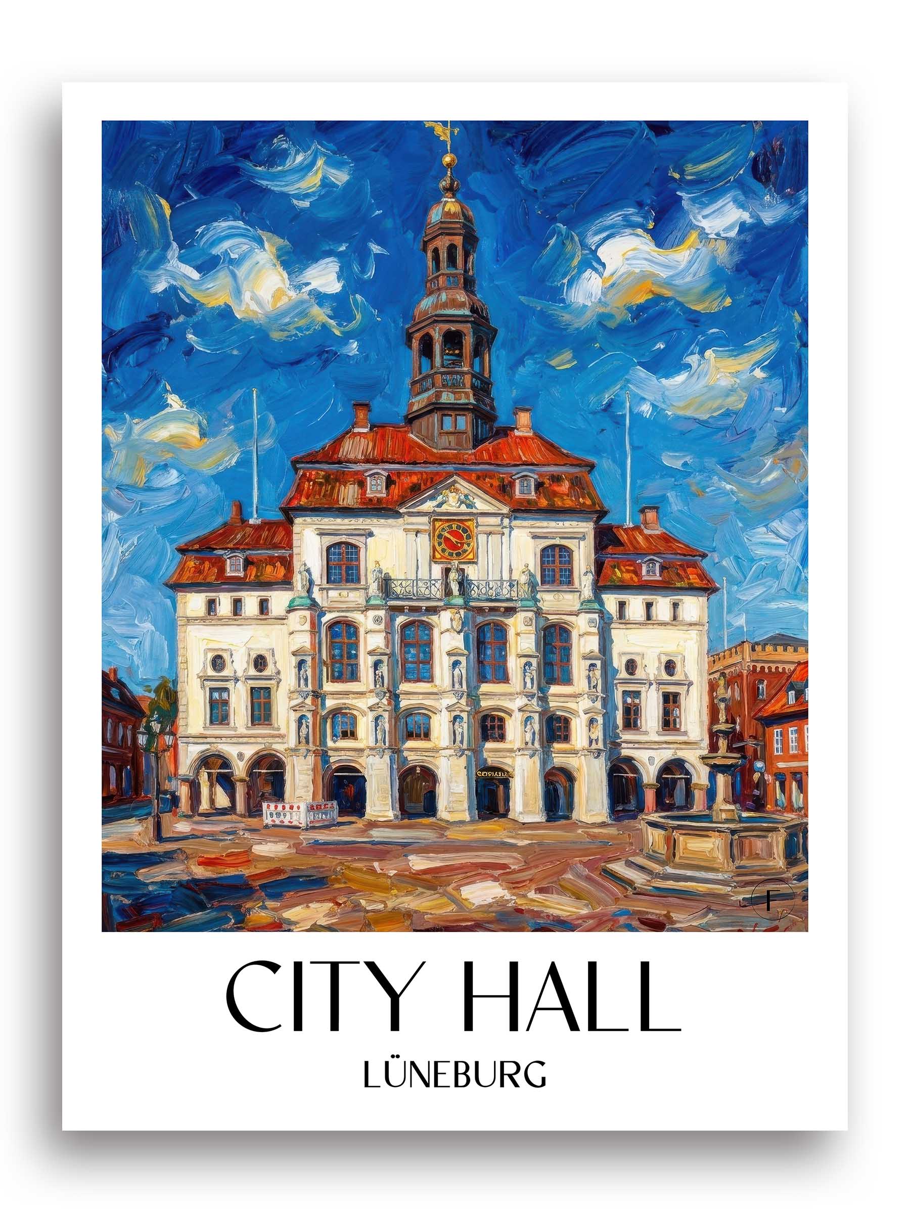 Rathaus Poster - Lüneburg - Deutschland Kunstdruck - Ölgemälde von A4 bis A1